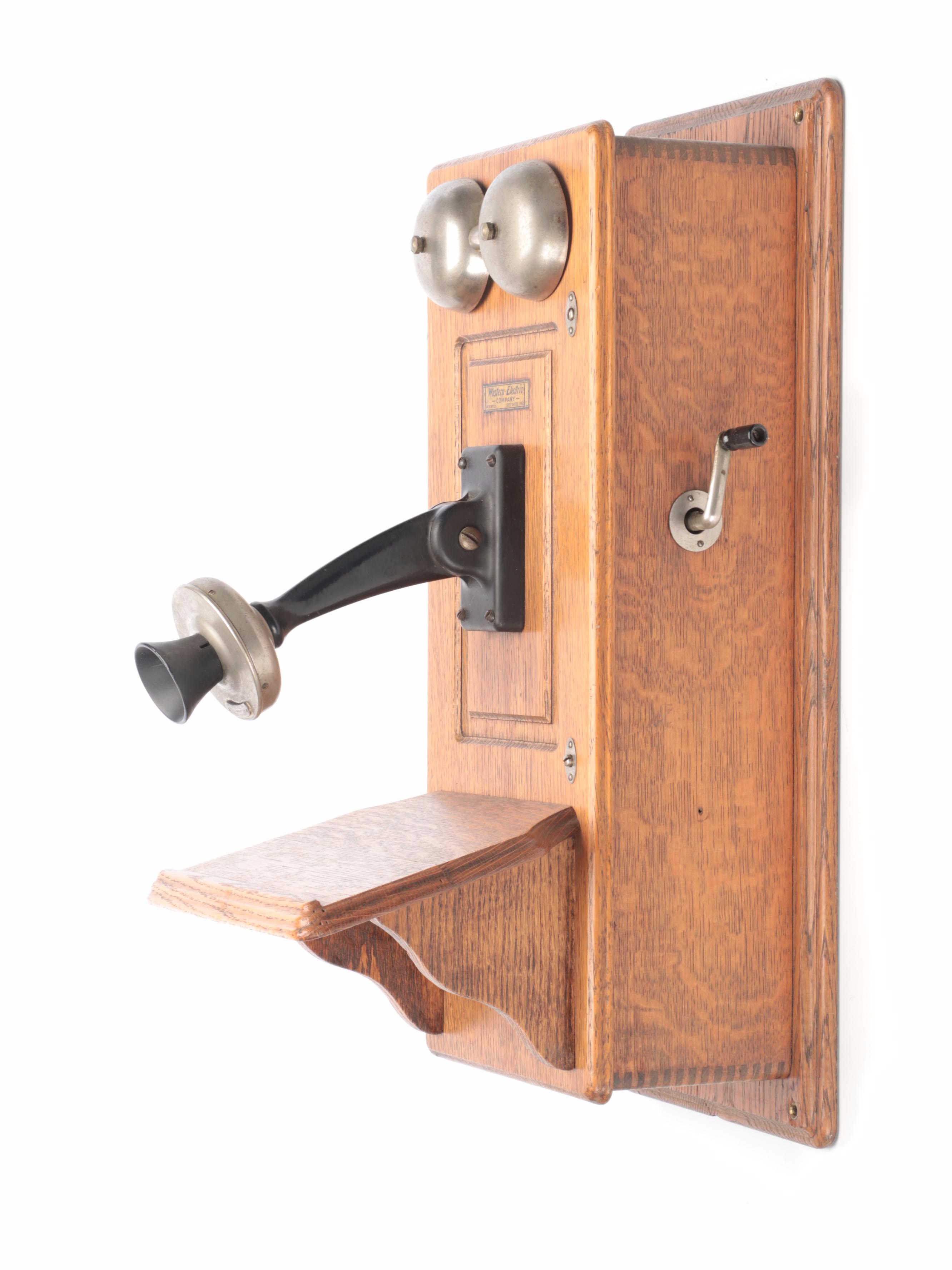 Western Electric Oak Hand-Crank Wall Telephone, Early 20th Century