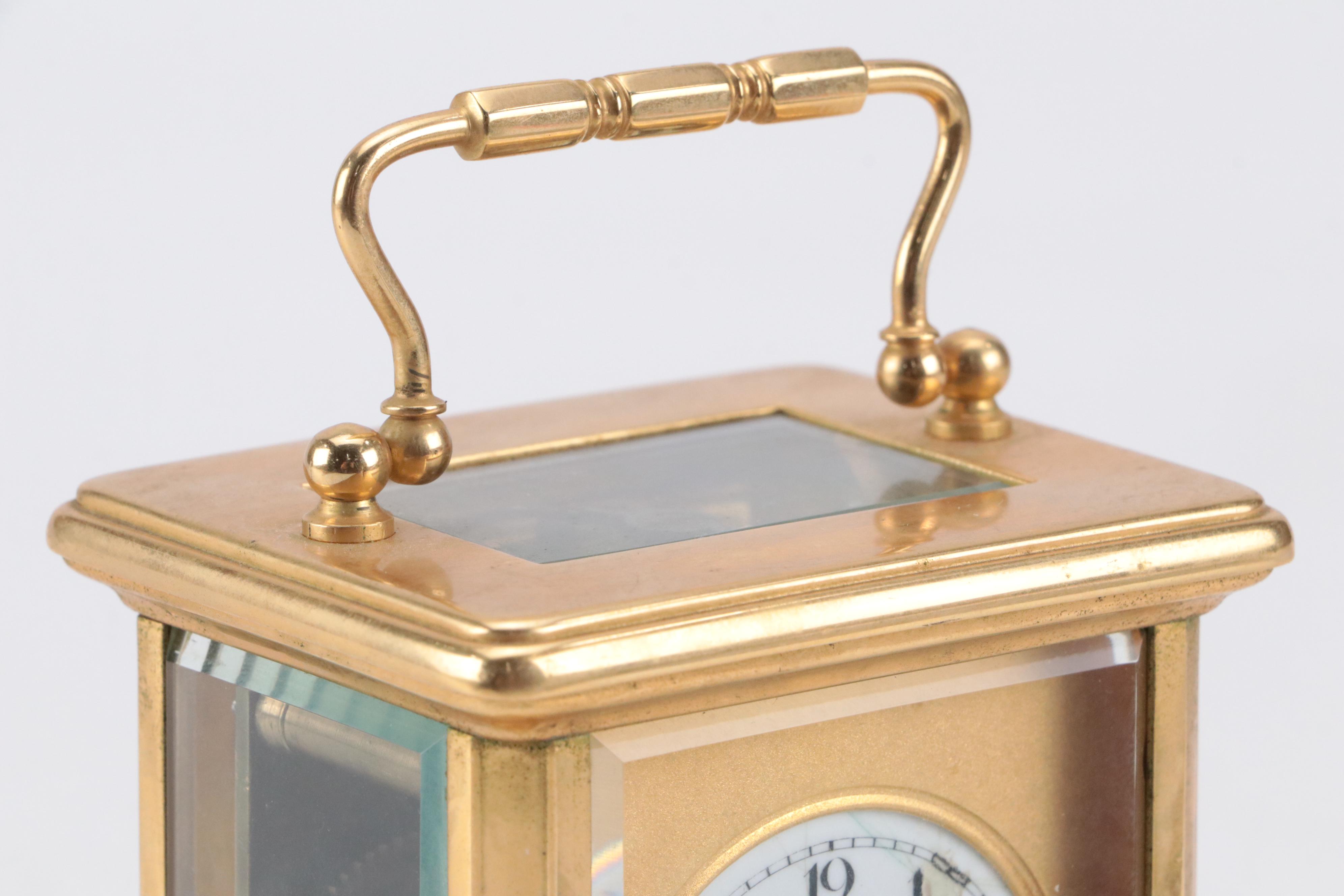 Tiffany & Co. Brass and Beveled Crystal Carriage Clock
