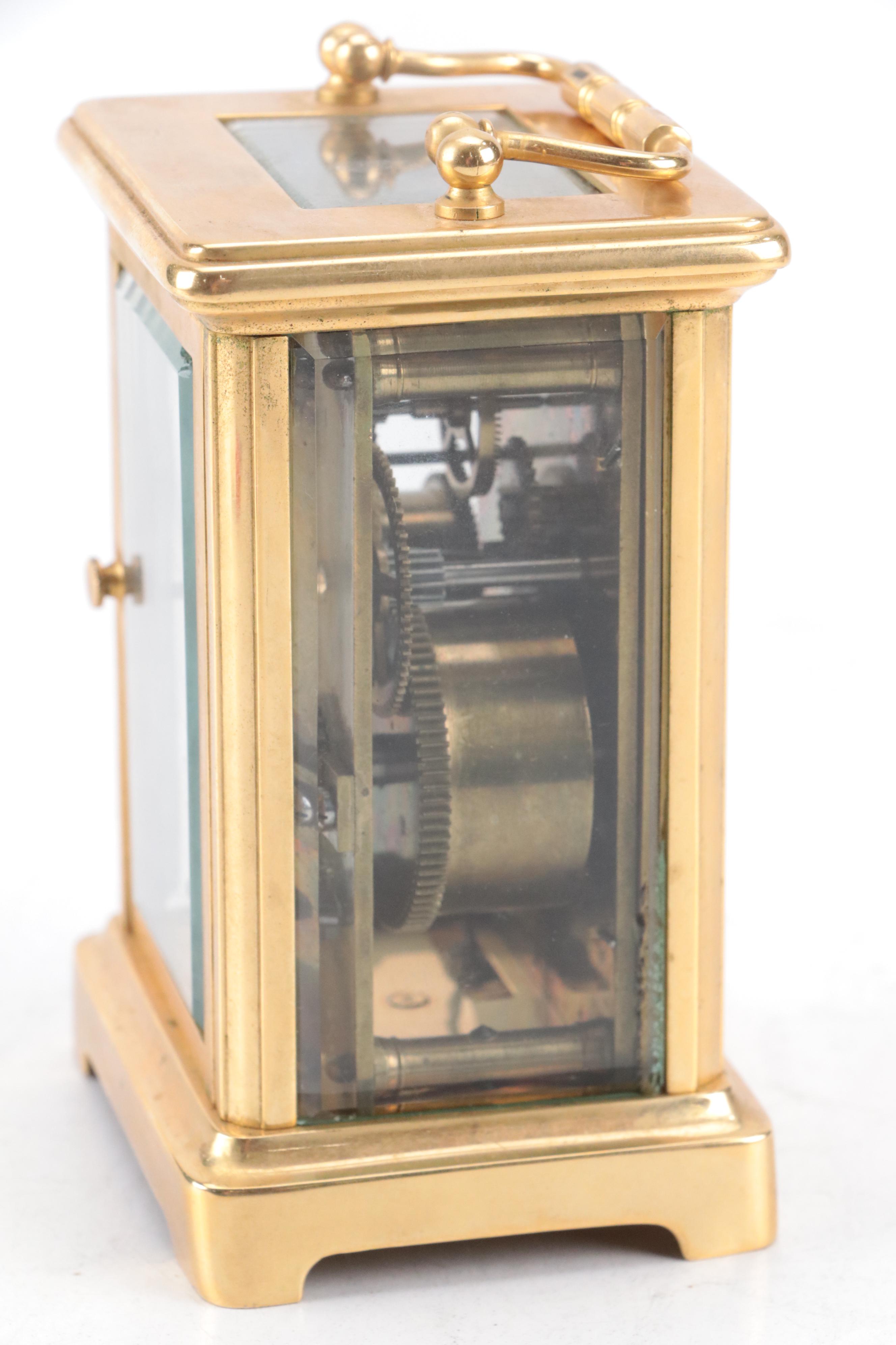 Tiffany & Co. Brass and Beveled Crystal Carriage Clock