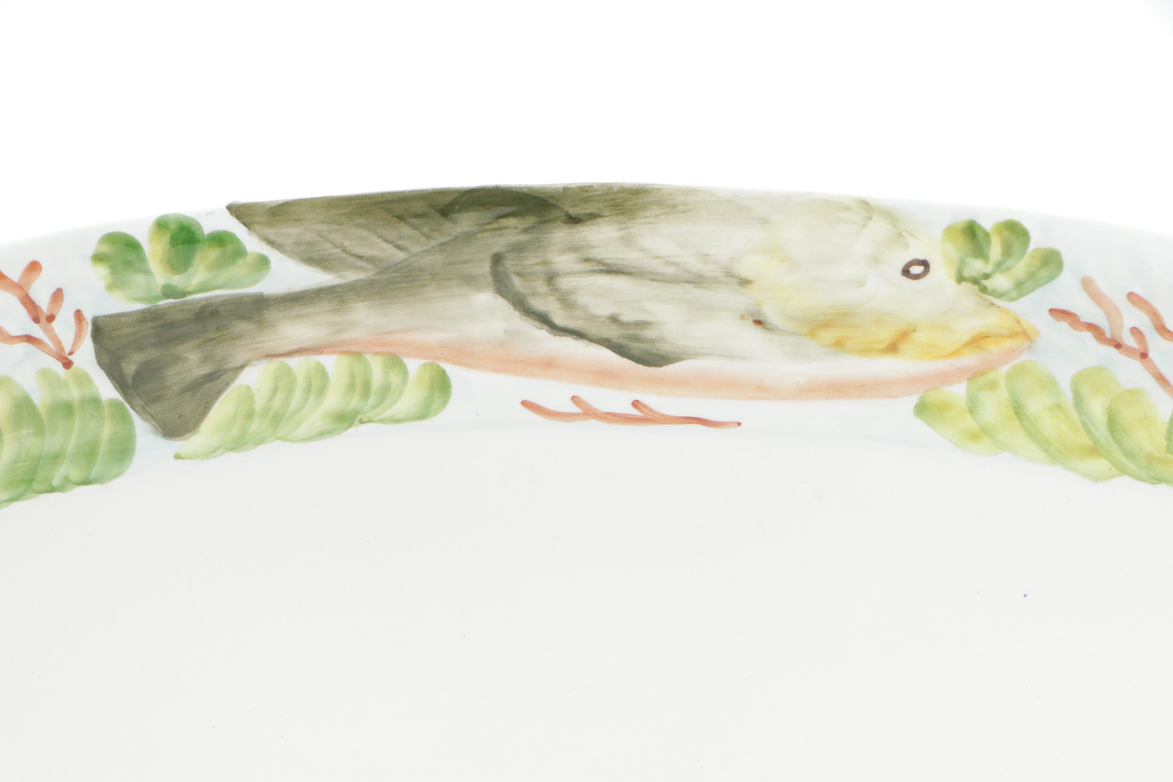 Italian Ceramic Oval Fish Platter