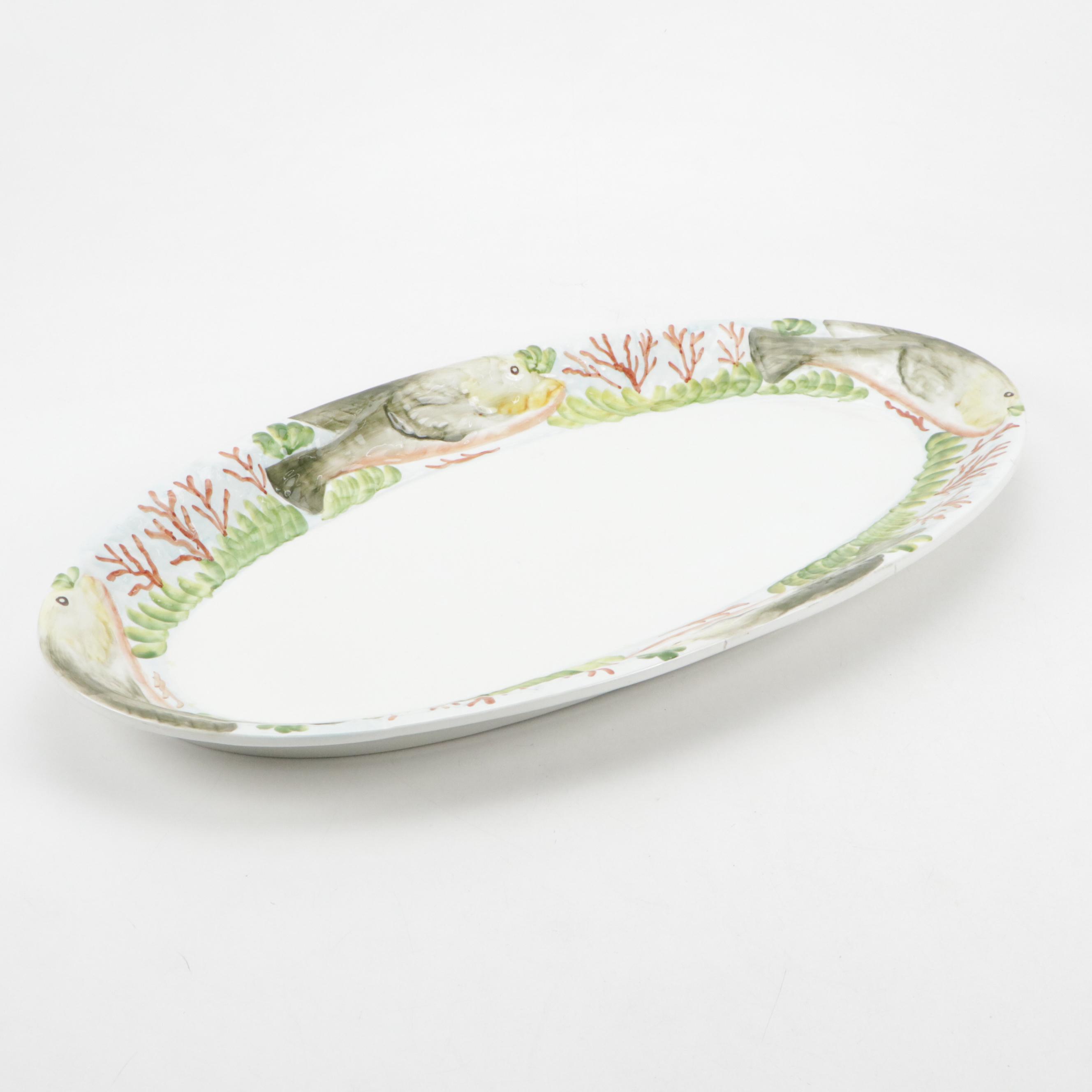 Italian Ceramic Oval Fish Platter