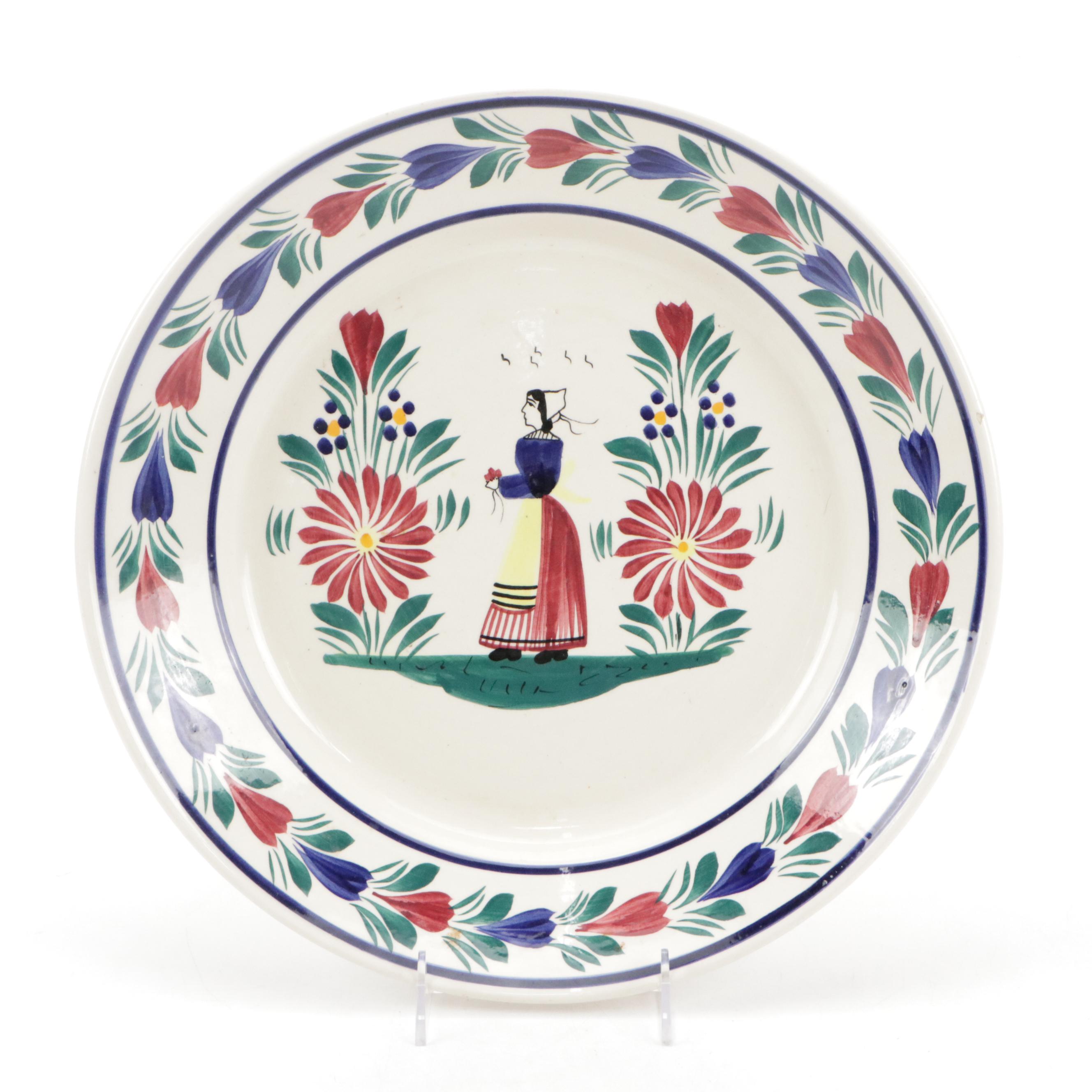 Henriot Quimper Oblong Tray and Round Platter