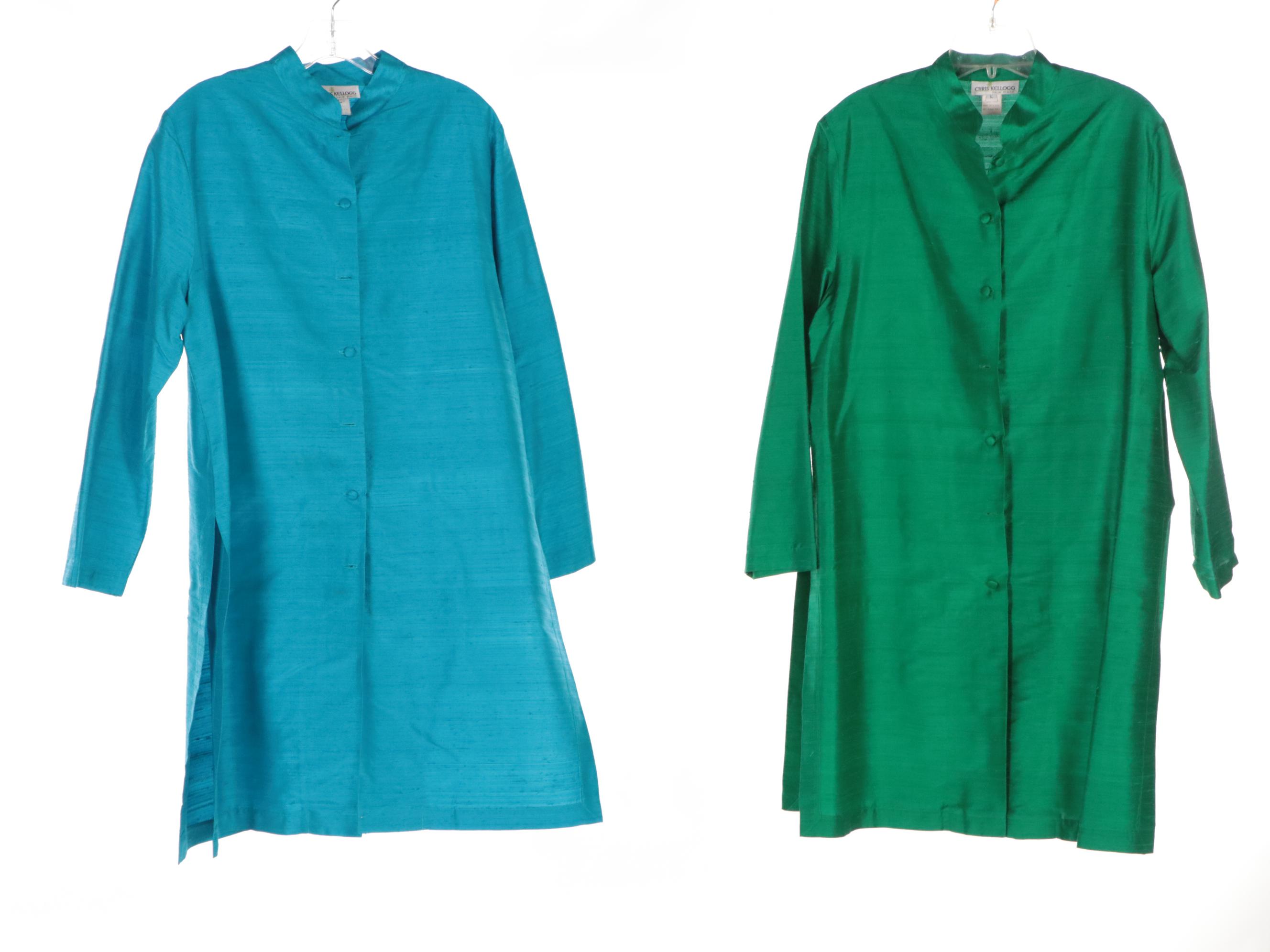Chris Kellogg & Charlotte Kellogg of Palm Beach Raw Silk Jackets in Jewel Tones