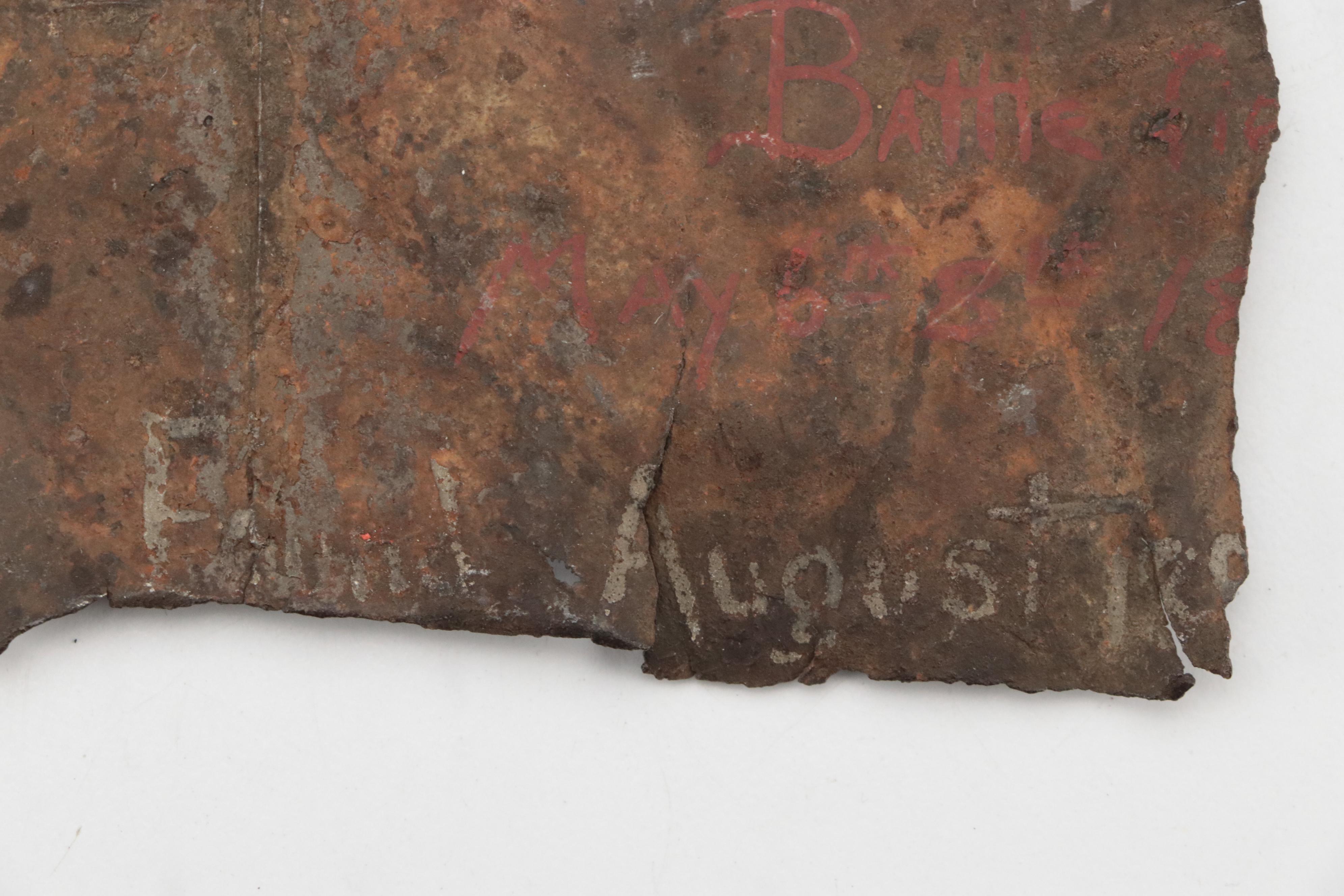 Civil War Era Cartridge Box Bin Fragment Inscribed "Confederate Cartridge Box"