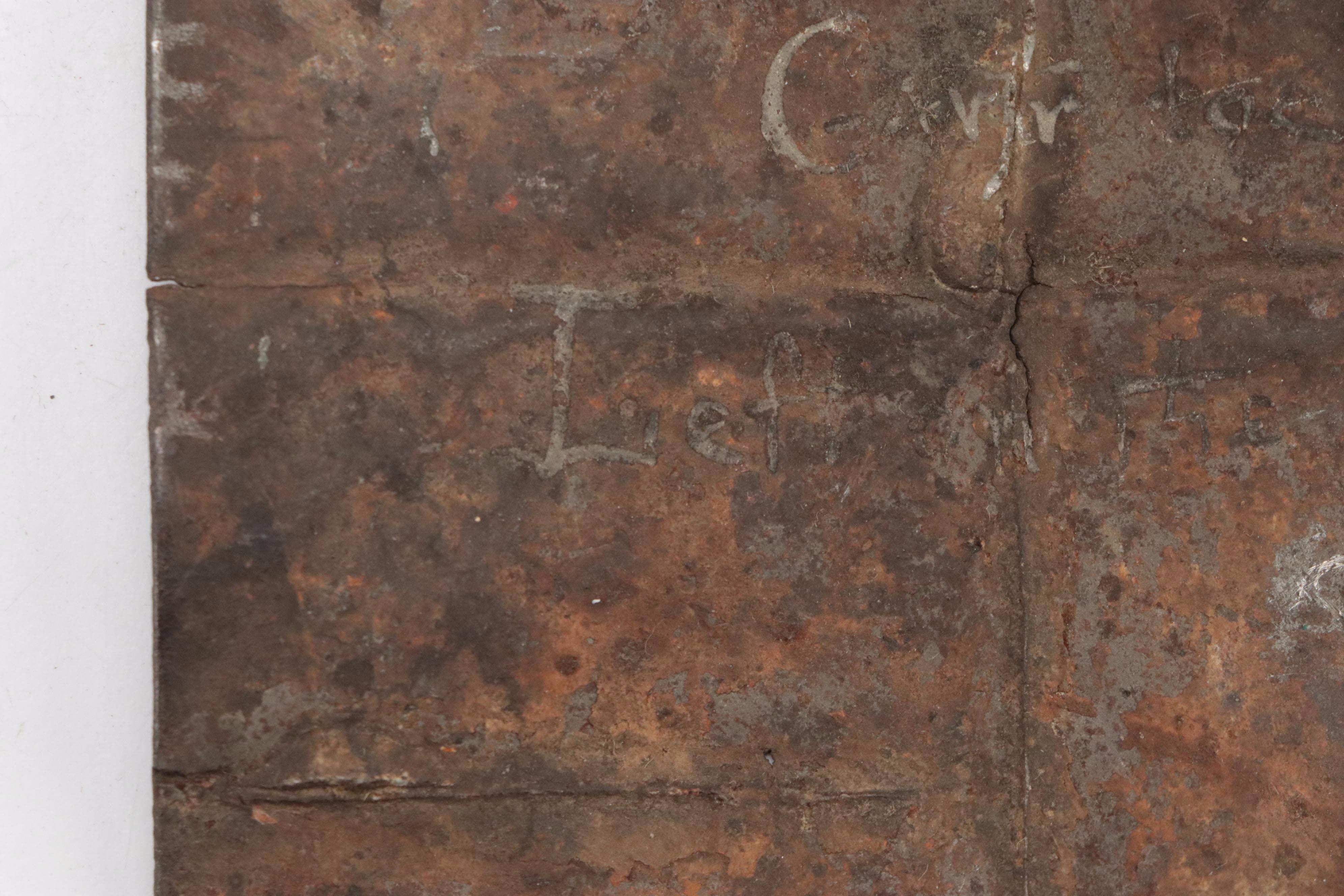 Civil War Era Cartridge Box Bin Fragment Inscribed "Confederate Cartridge Box"