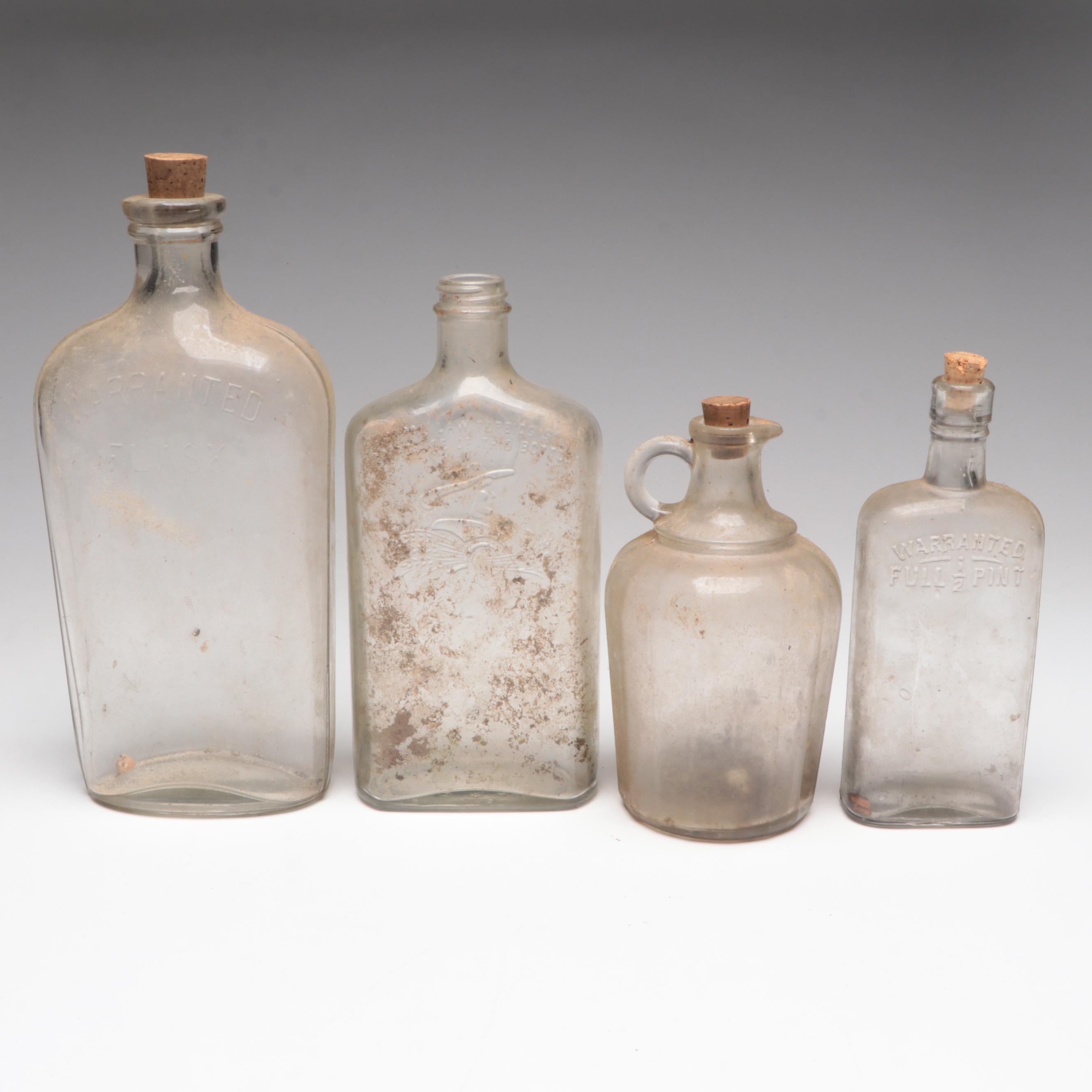 Horlicks Malted Milk Powder and Other Glass Liquor Bottles and Apothecary Jars