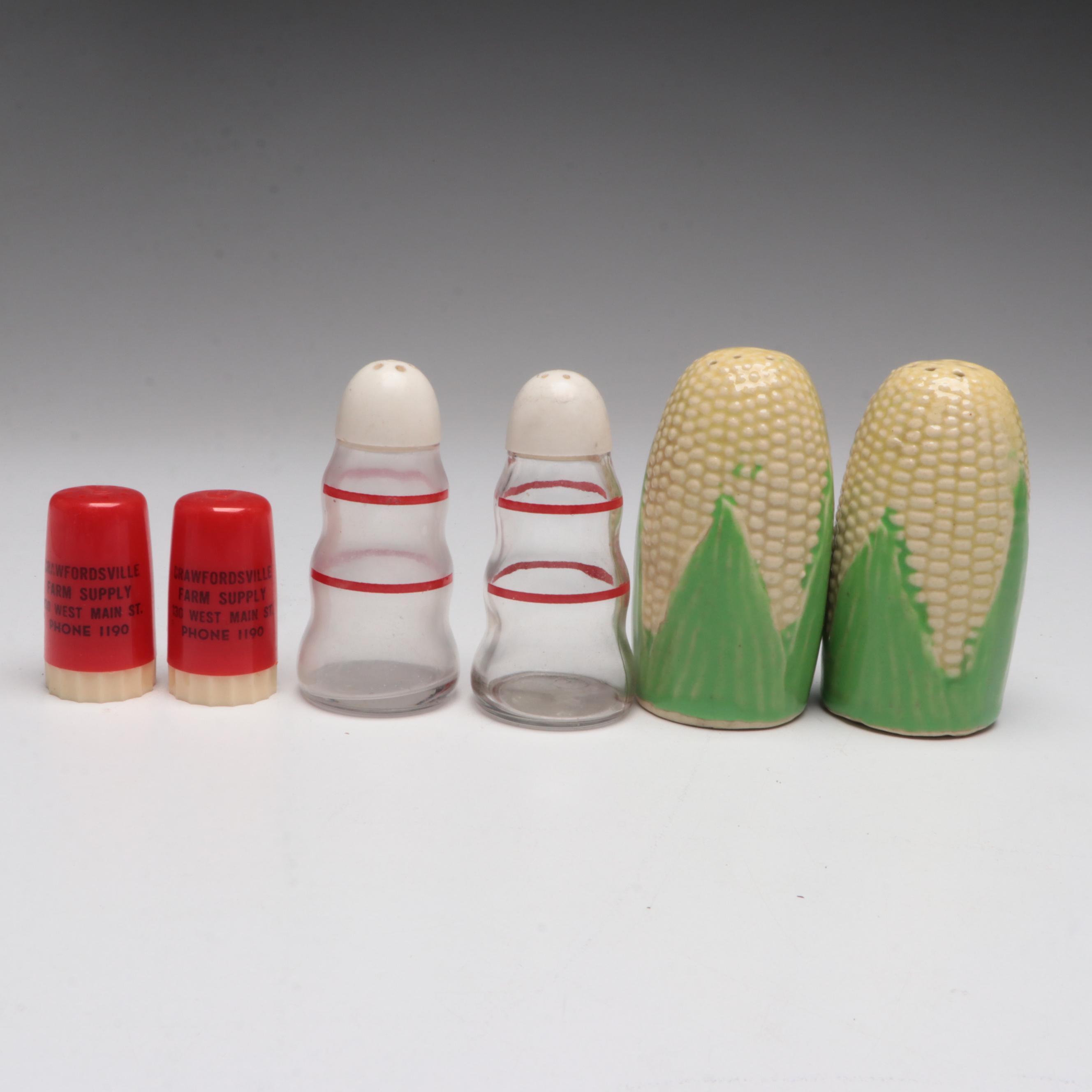 MCM Starburst Tumblers with Shaker Sets, Pyrex Milk Glass Jar, Egg Cups and More