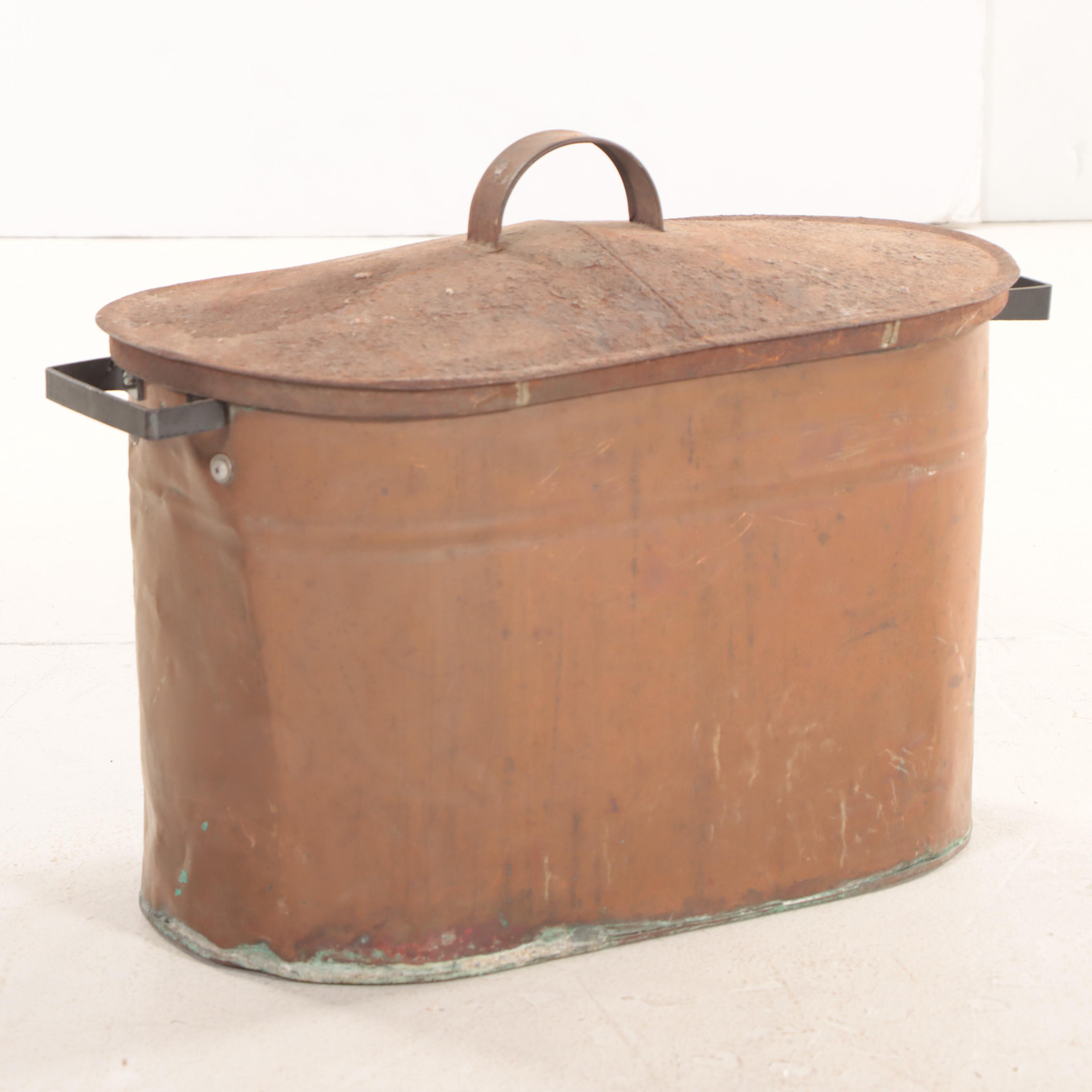 Double-Handled Copper Boiler Wash Tub and Distressed Copper Wash Tub