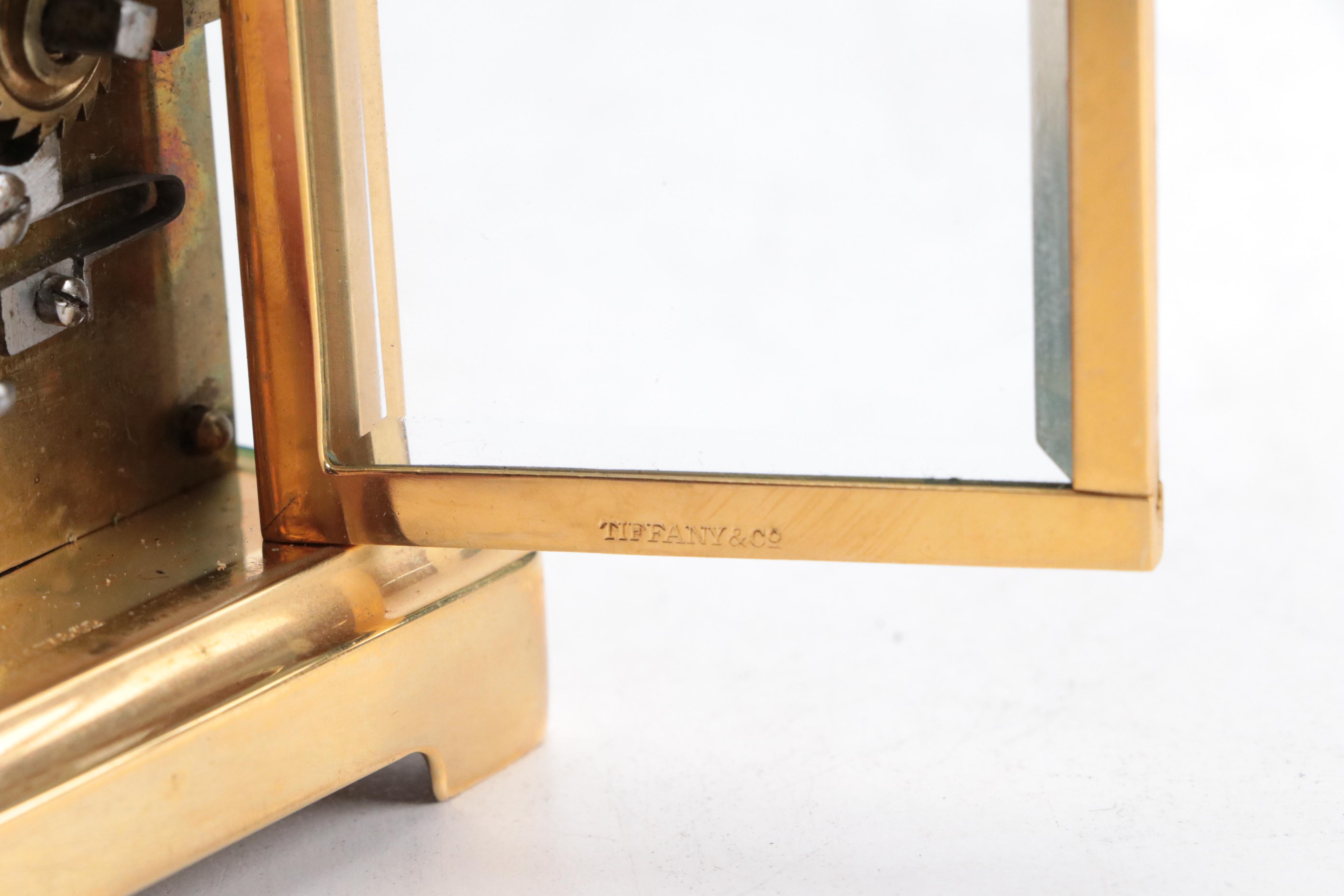 Tiffany & Co. Brass and Beveled Crystal Carriage Clock