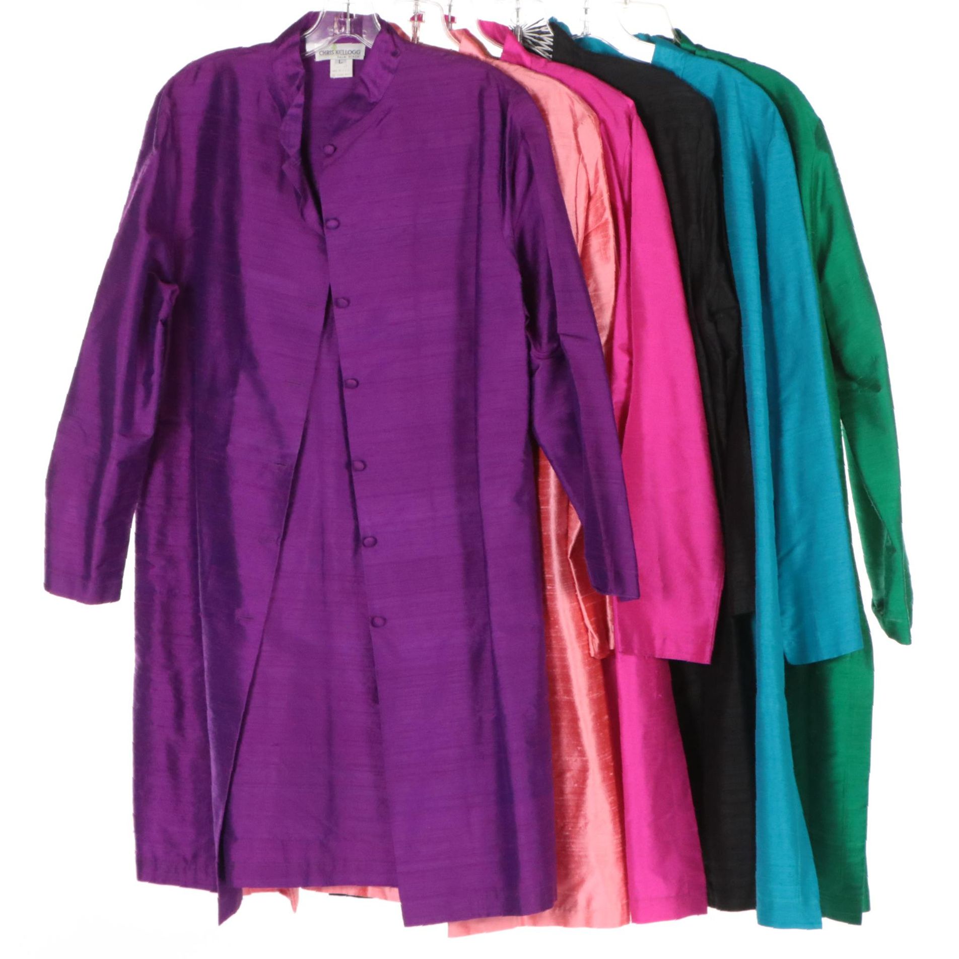 Chris Kellogg & Charlotte Kellogg of Palm Beach Raw Silk Jackets in Jewel Tones