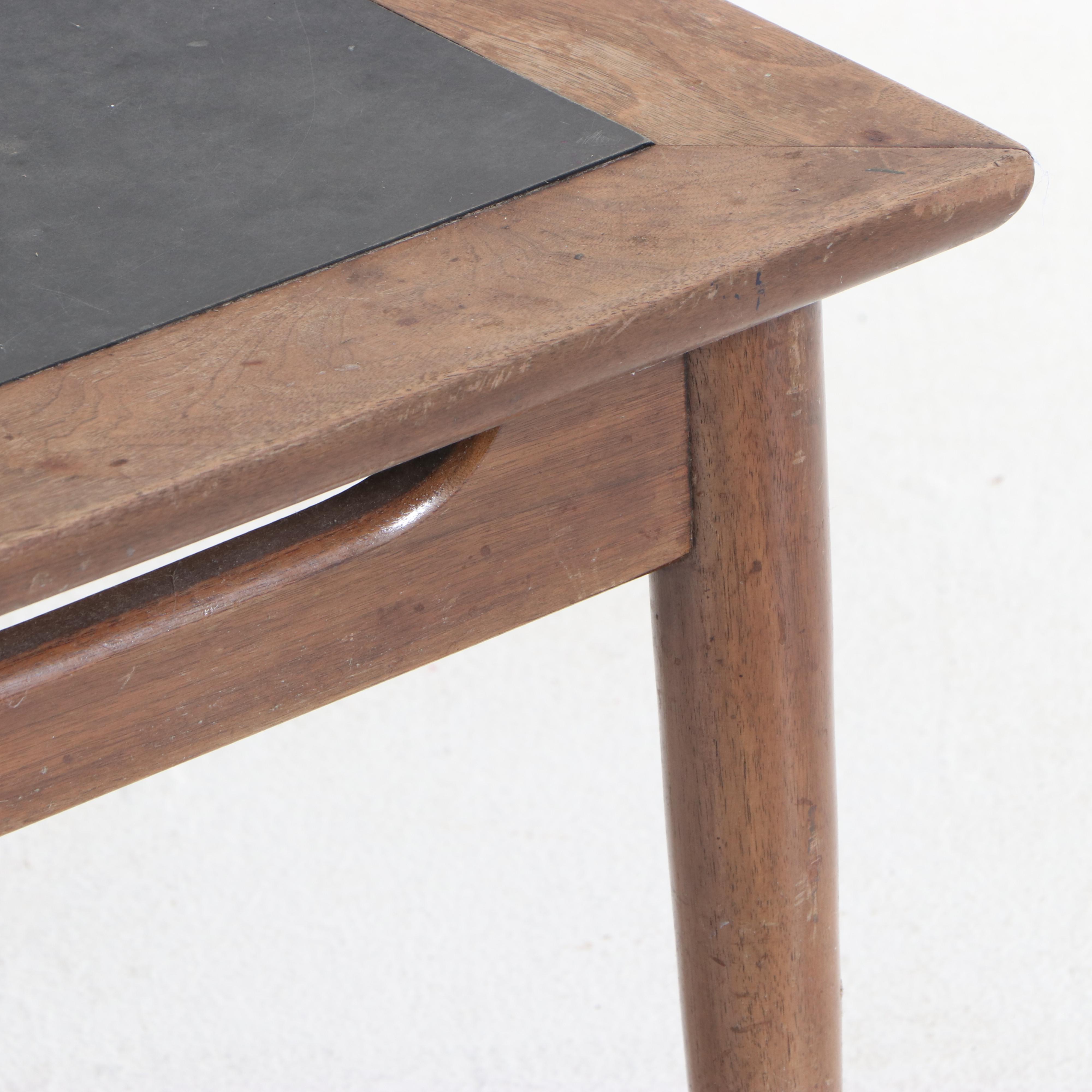 Mid Century Modern Walnut and Black Laminate Coffee Table