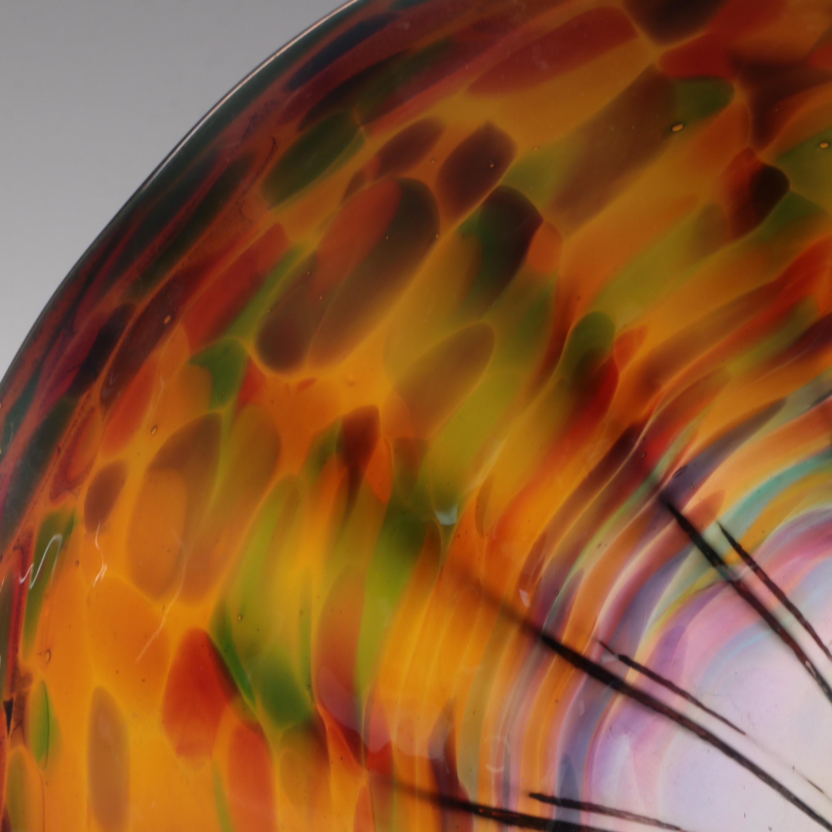 Artist Signed Art Glass Footed Bowl