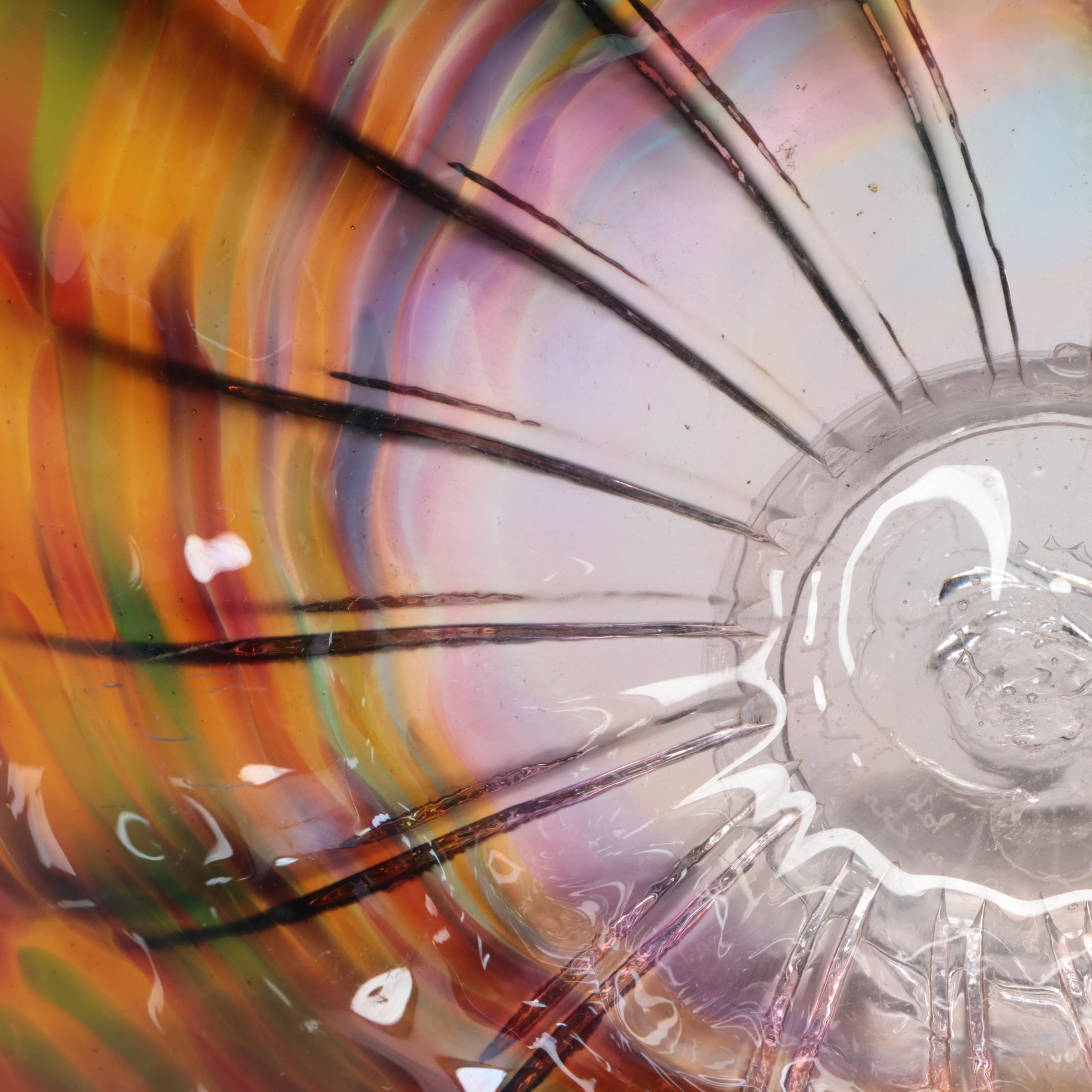 Artist Signed Art Glass Footed Bowl