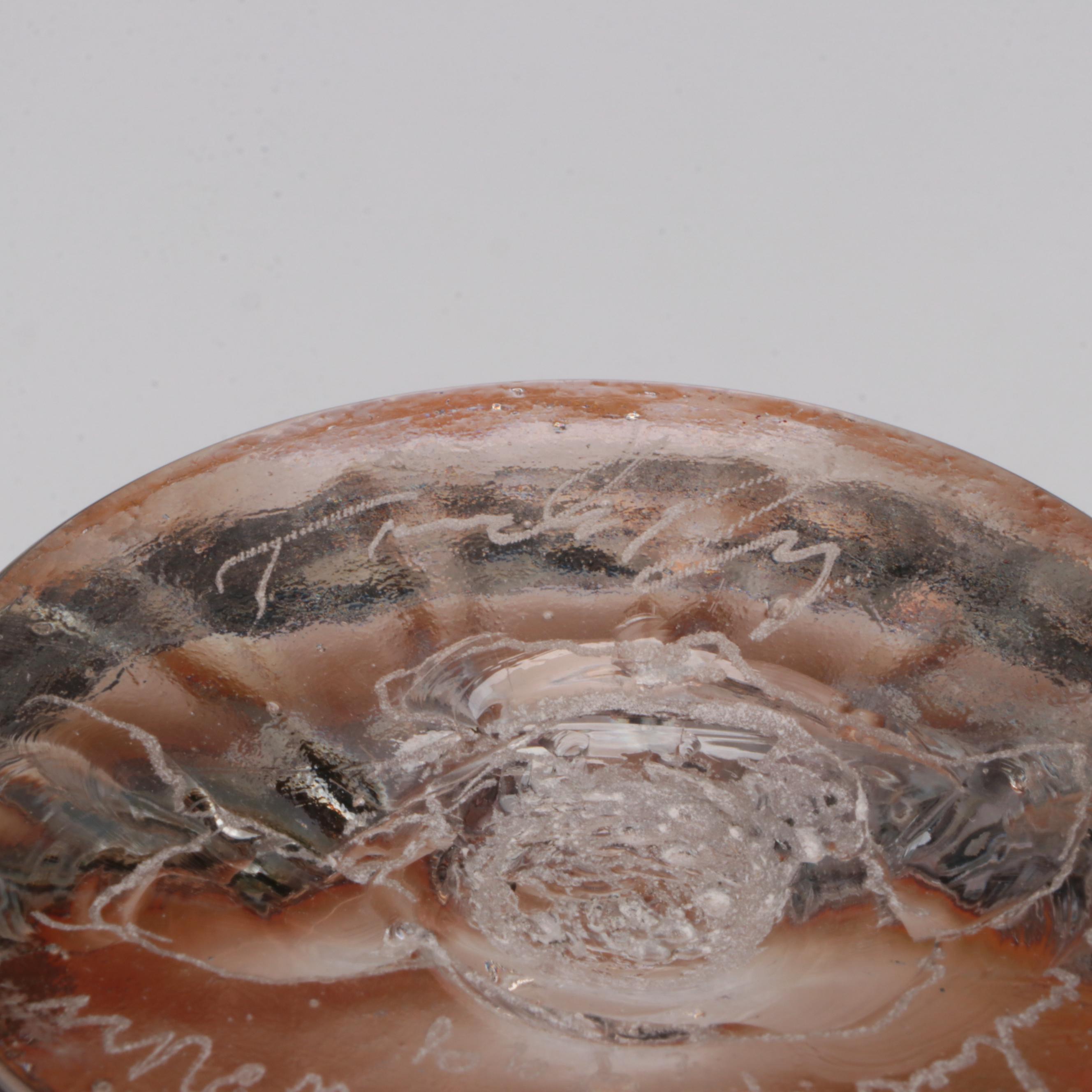 Artist Signed Art Glass Footed Bowl