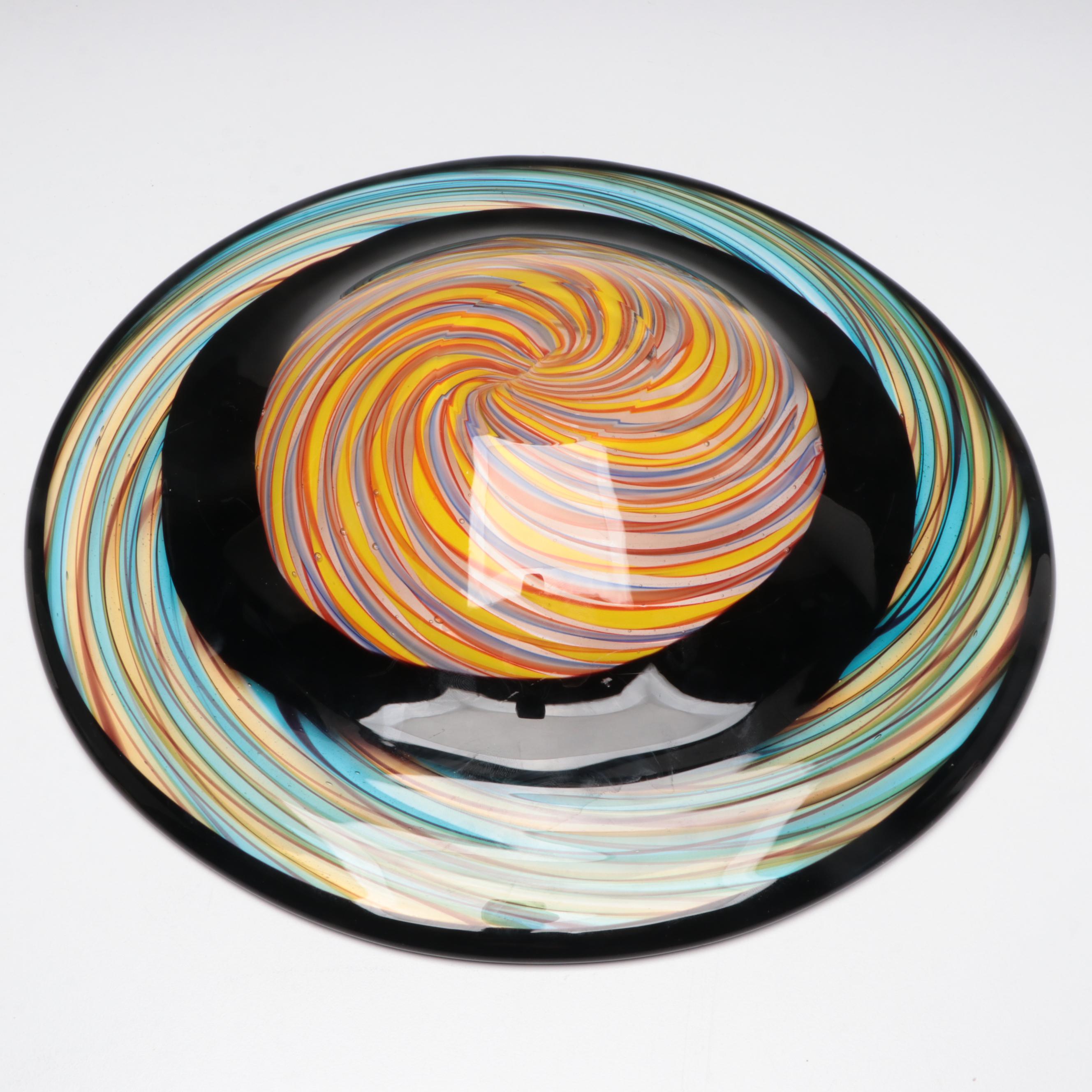 Multicolored Swirled Art Glass Bowl