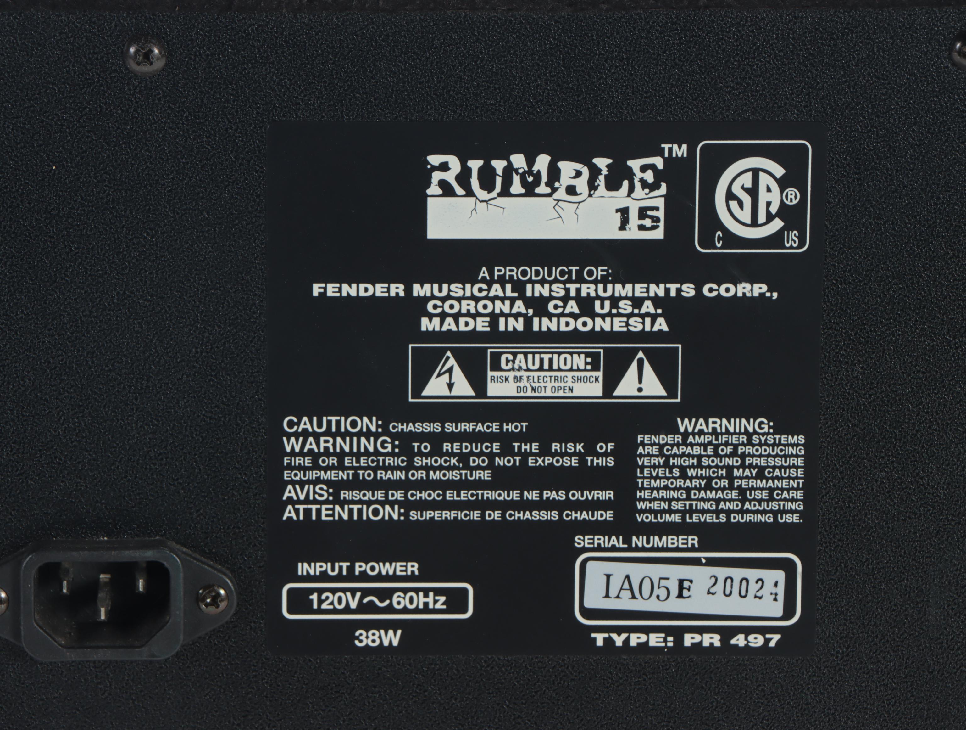 Fender Rumble 15 Amplifier
