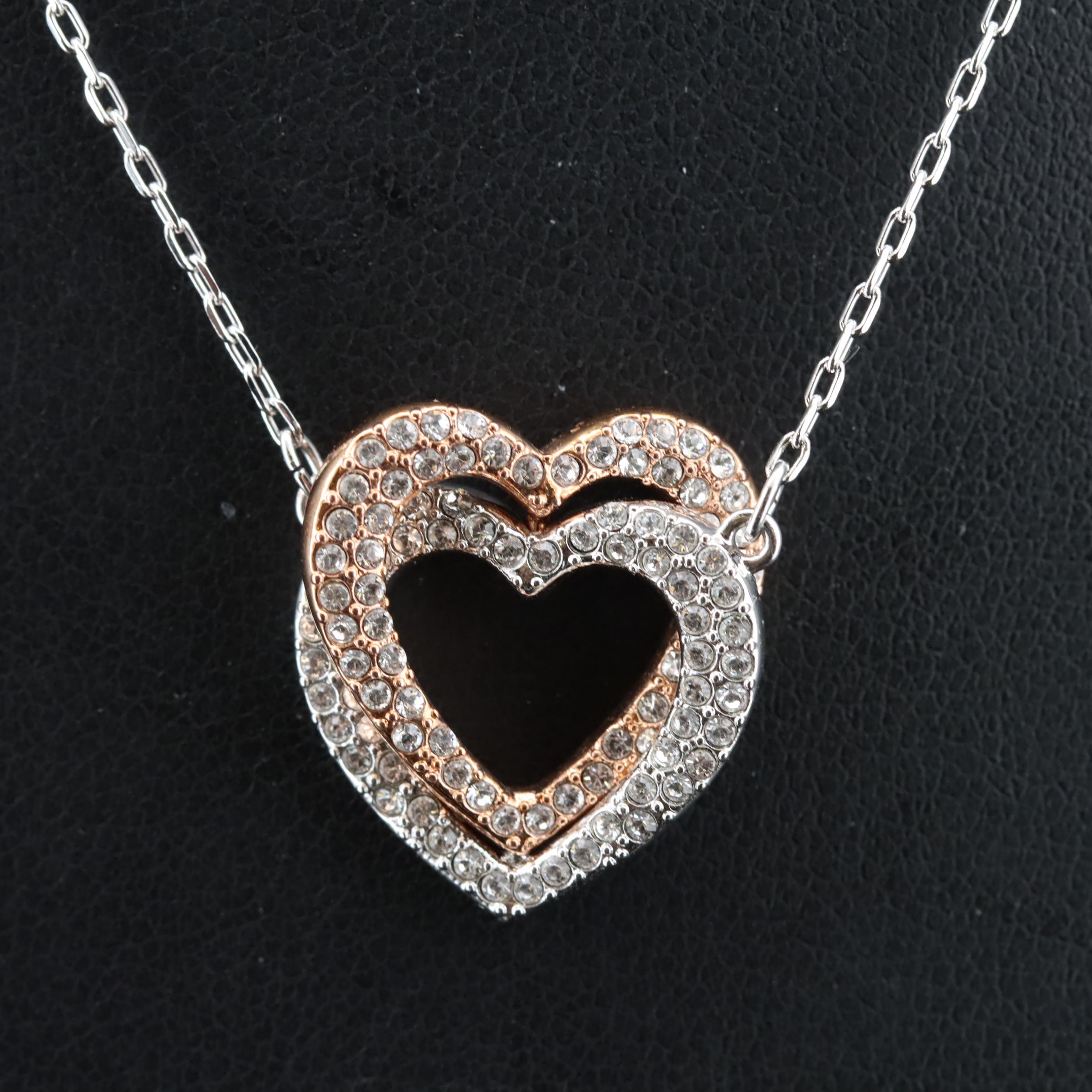 Swarovski Crystal Double Heart Pendant Necklace