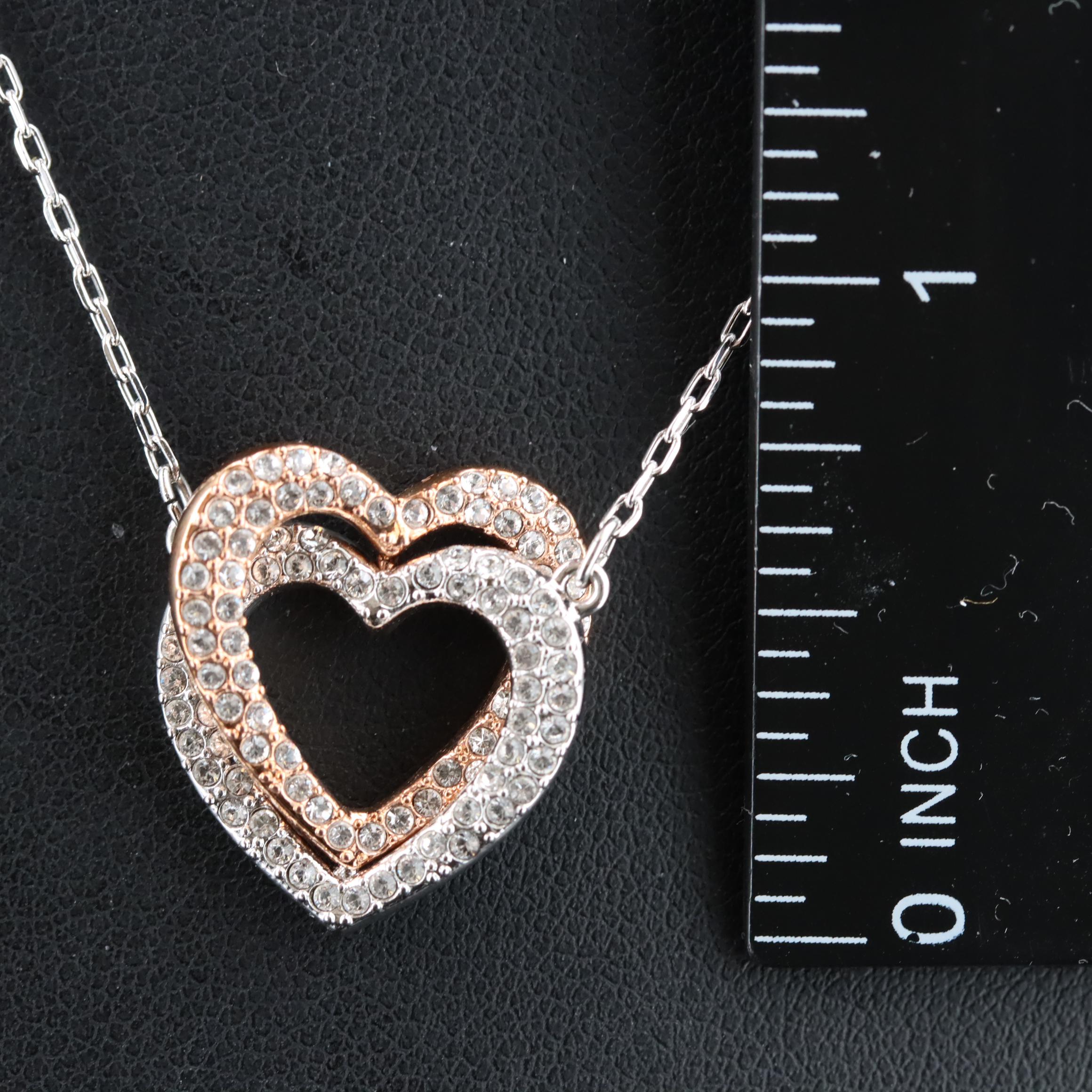 Swarovski Crystal Double Heart Pendant Necklace