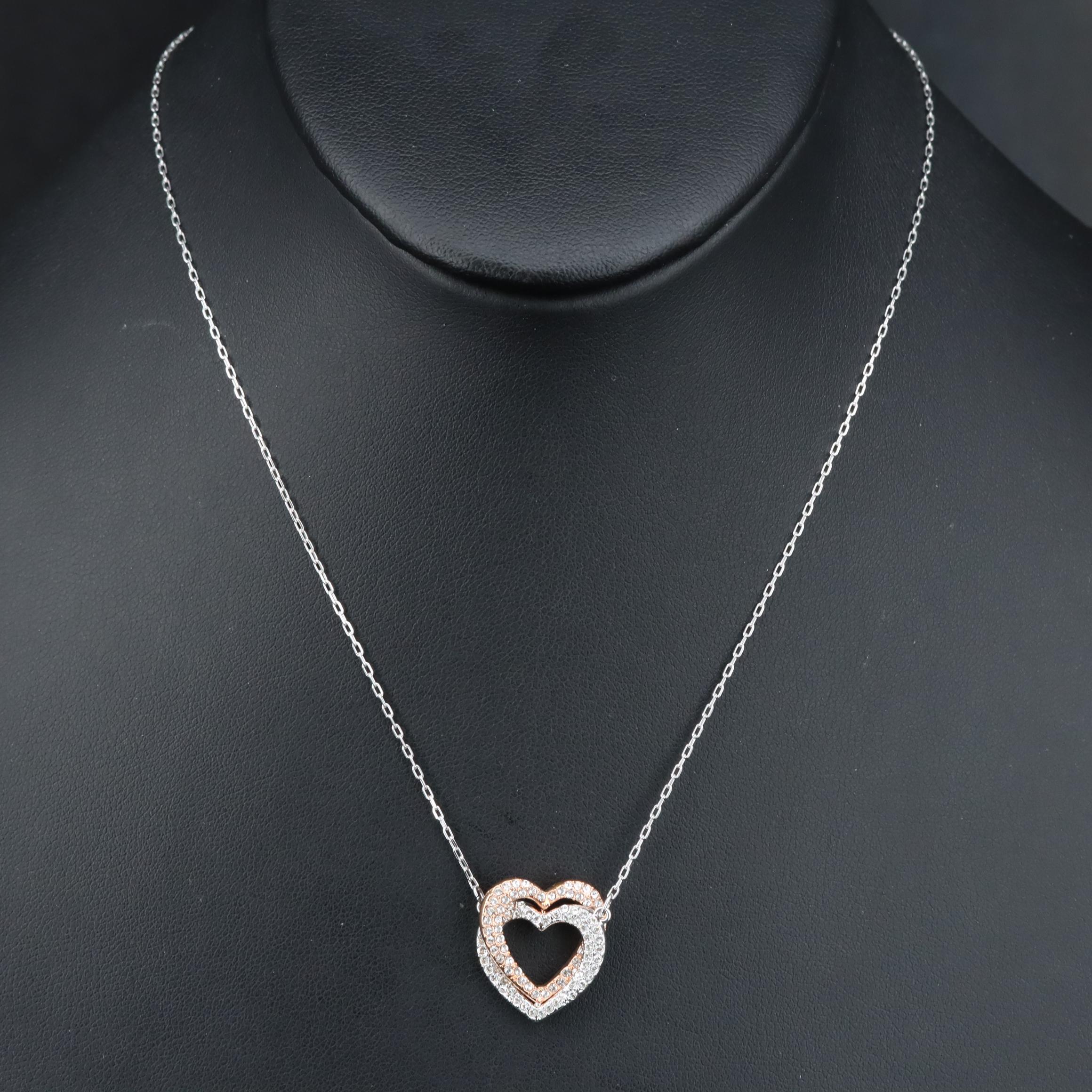 Swarovski Crystal Double Heart Pendant Necklace