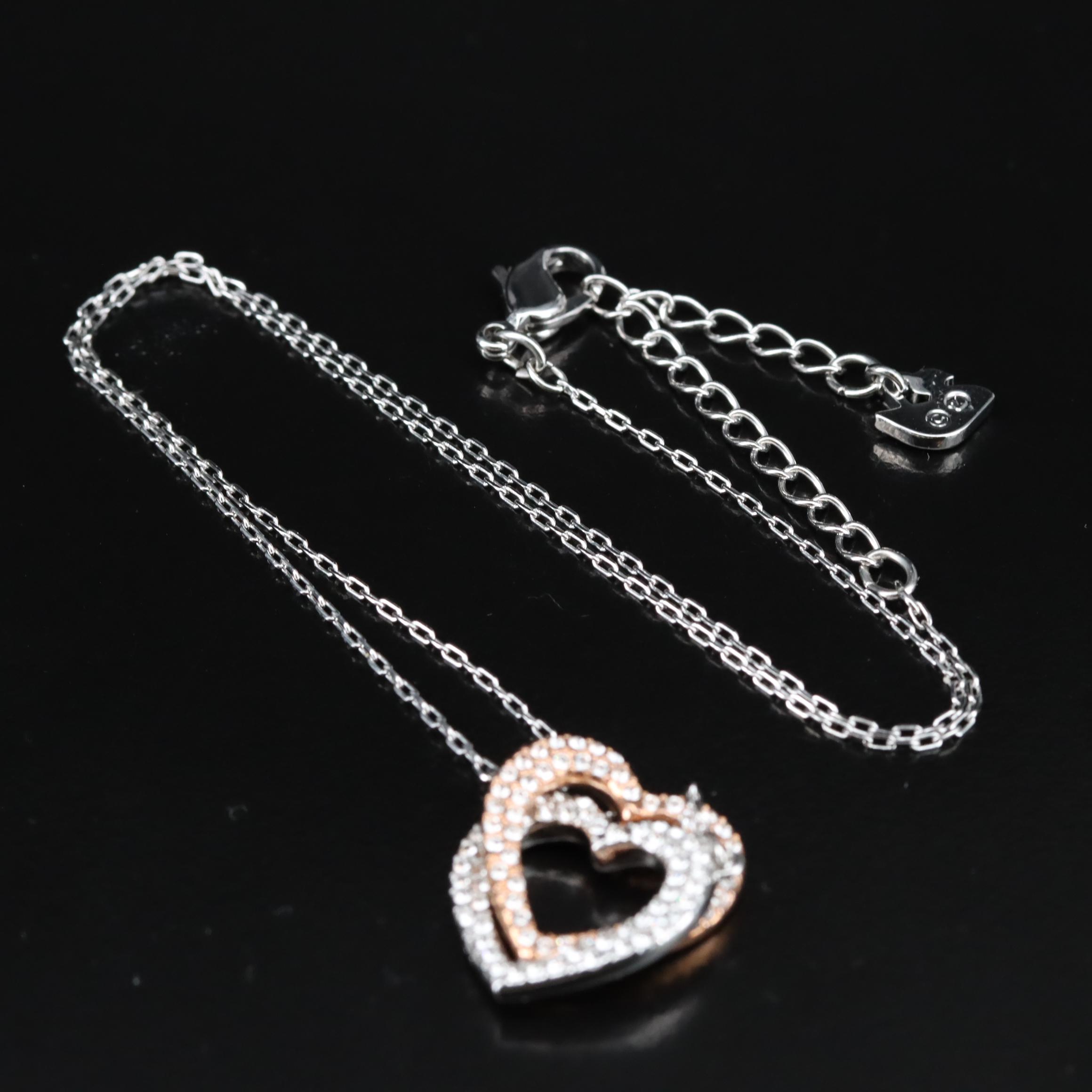 Swarovski Crystal Double Heart Pendant Necklace