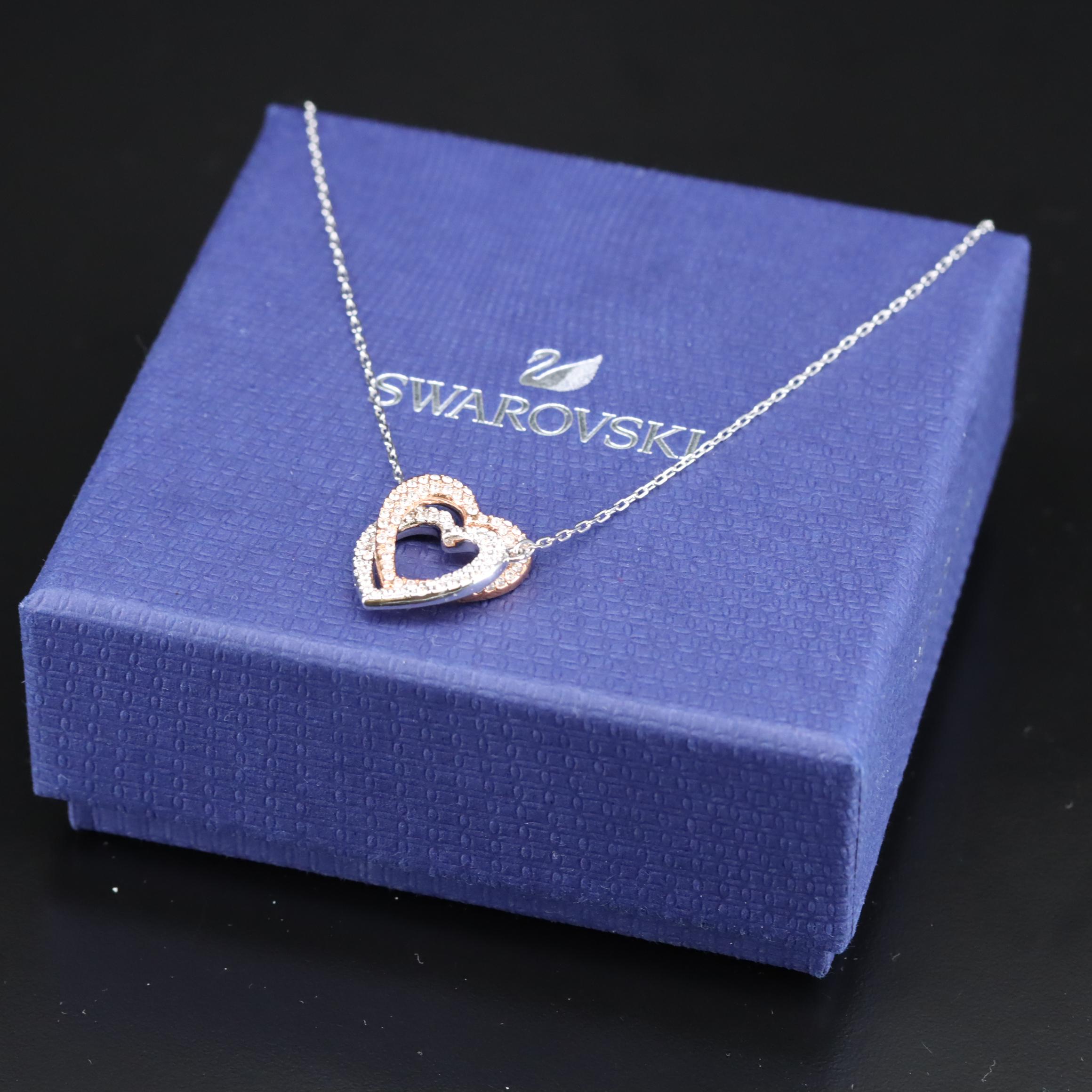 Swarovski Crystal Double Heart Pendant Necklace