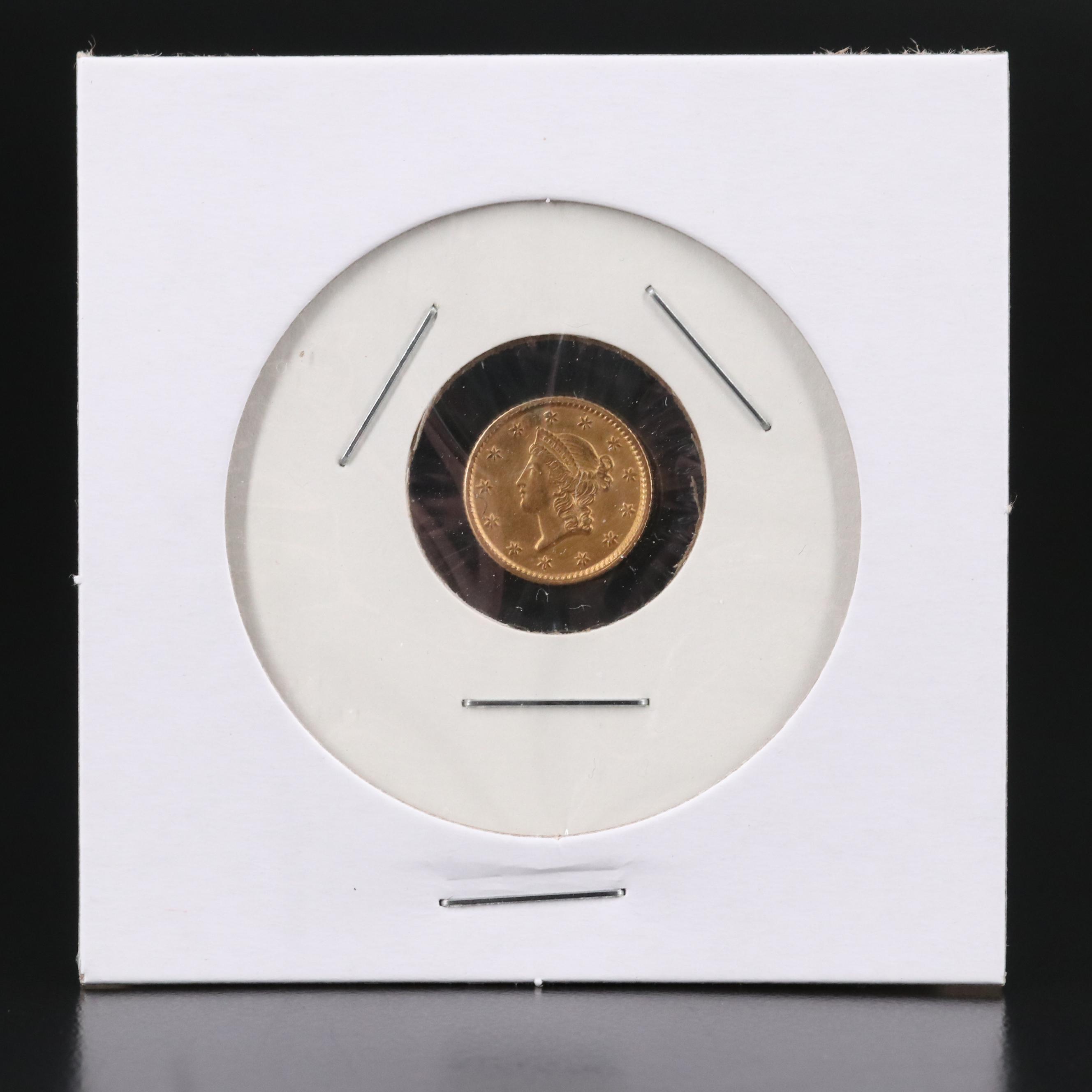 1853 Liberty Head $1 Gold Coin