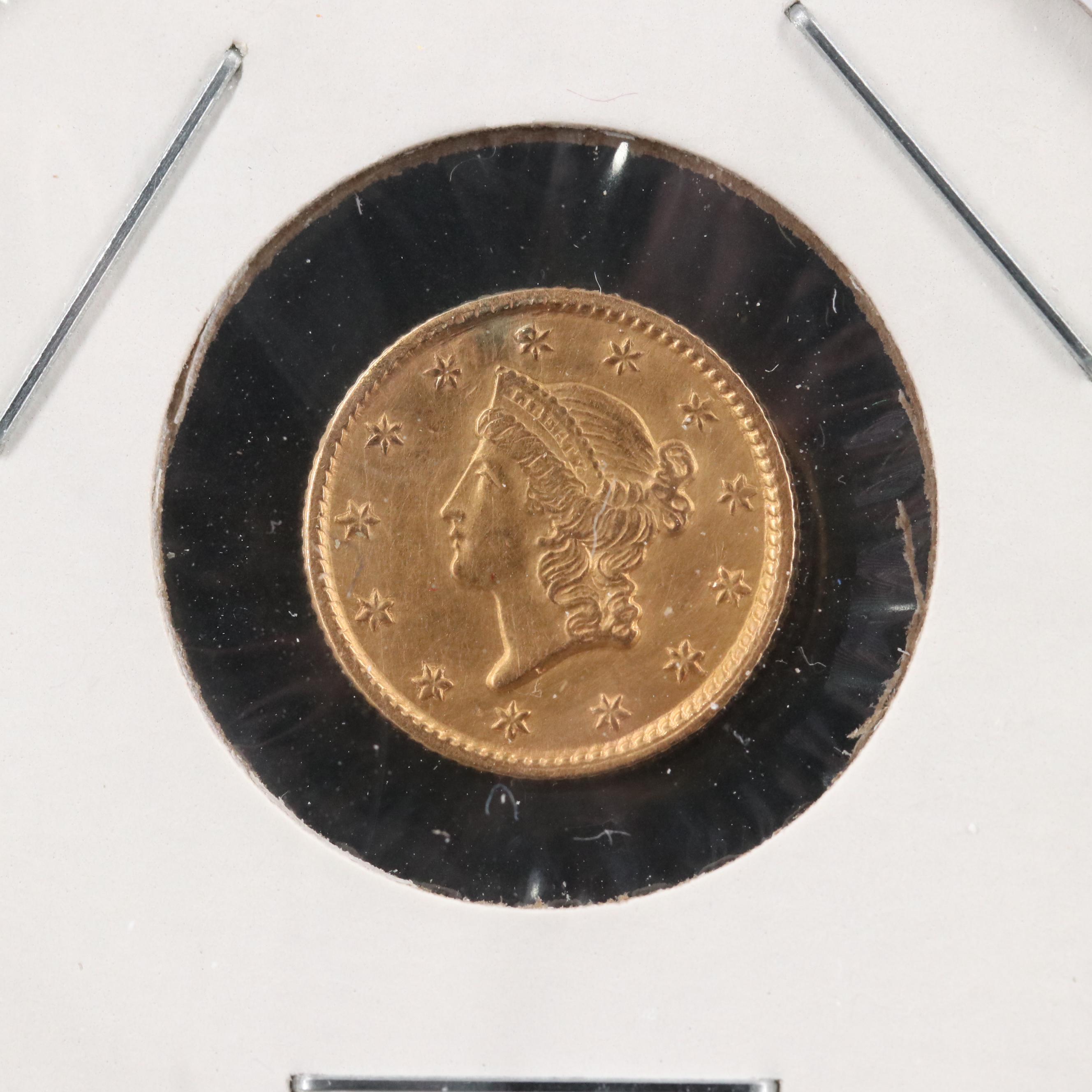 1853 Liberty Head $1 Gold Coin