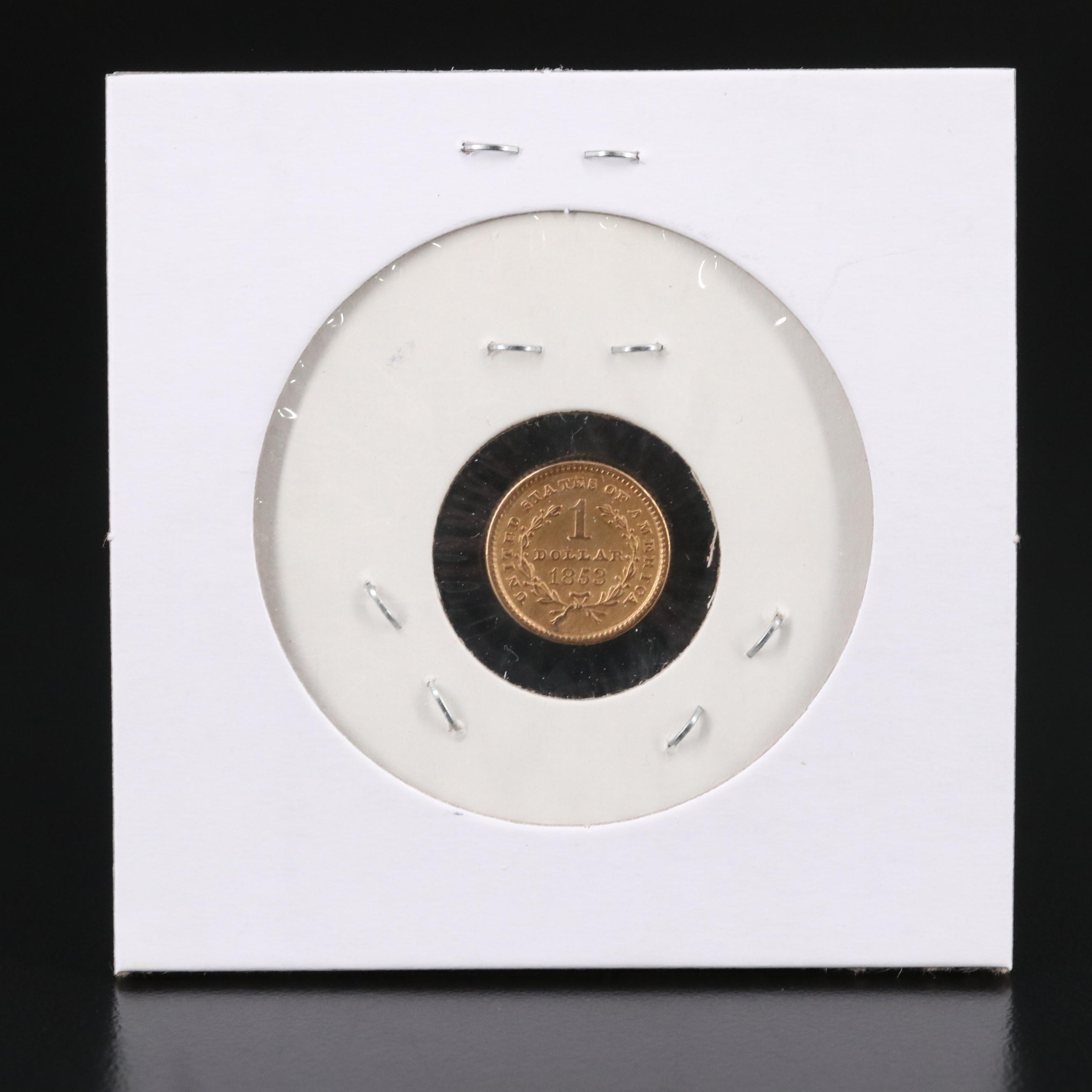 1853 Liberty Head $1 Gold Coin