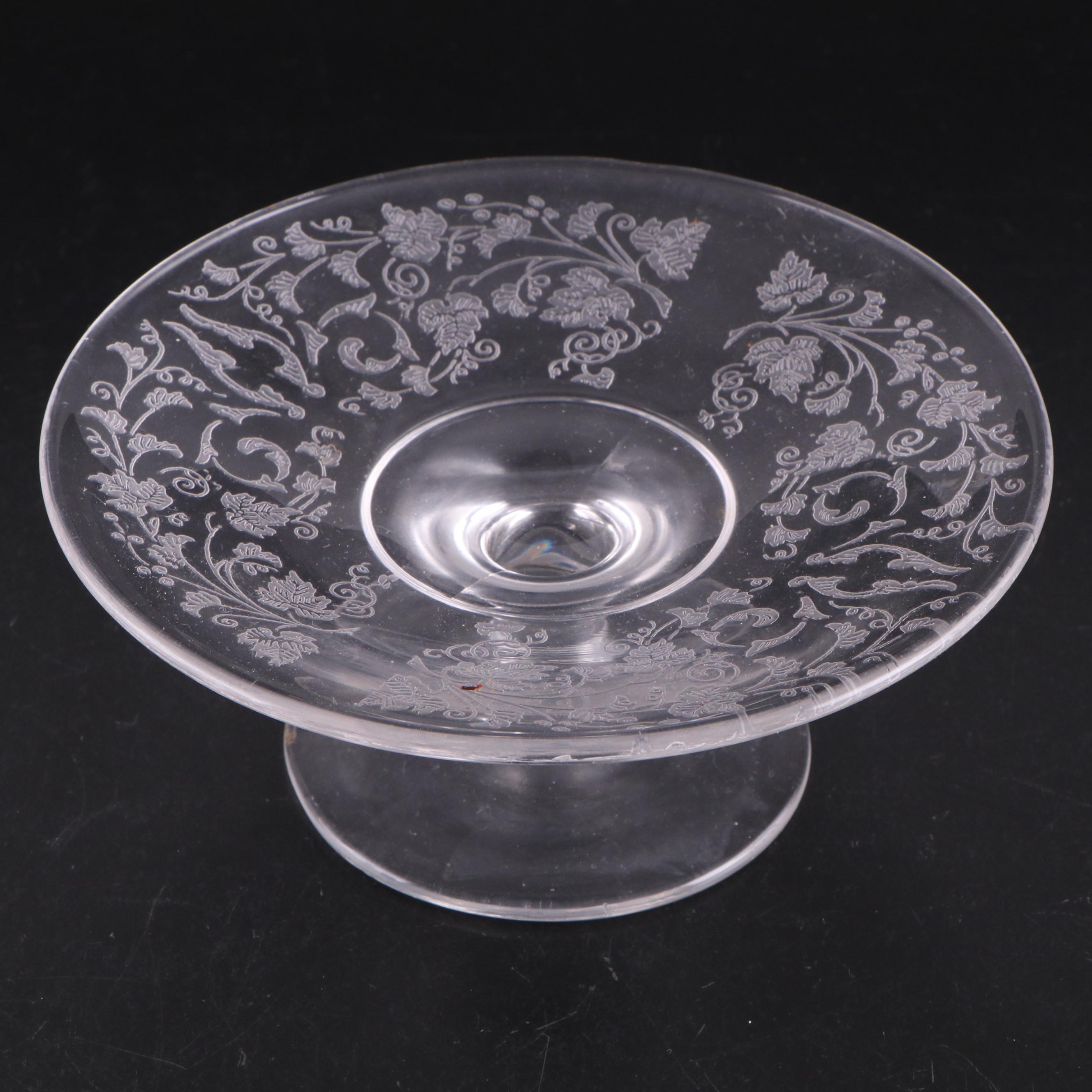 Duncan & Miller "Three Faces" Compote with Other Glass Stemware and Compotes