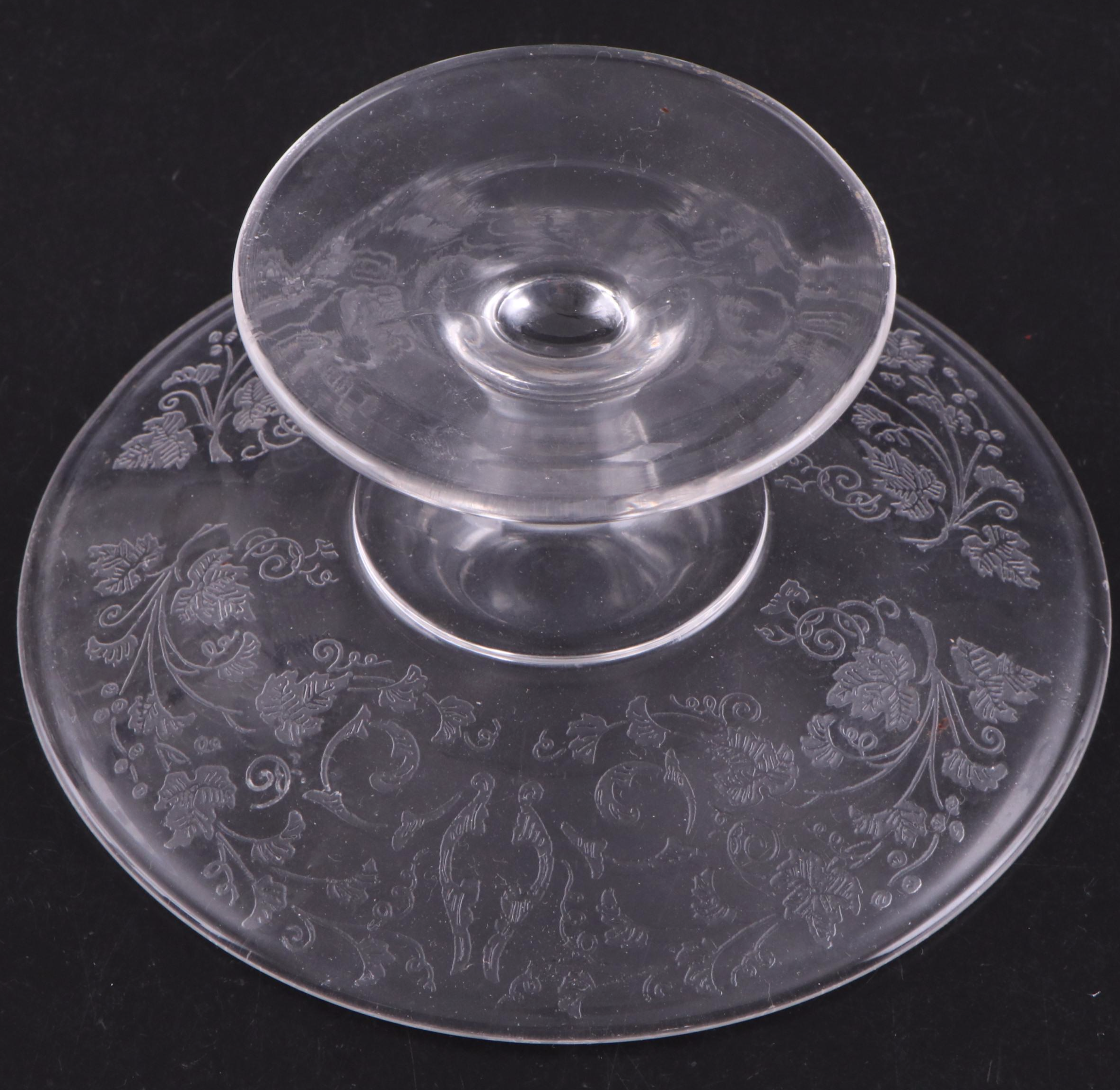 Duncan & Miller "Three Faces" Compote with Other Glass Stemware and Compotes