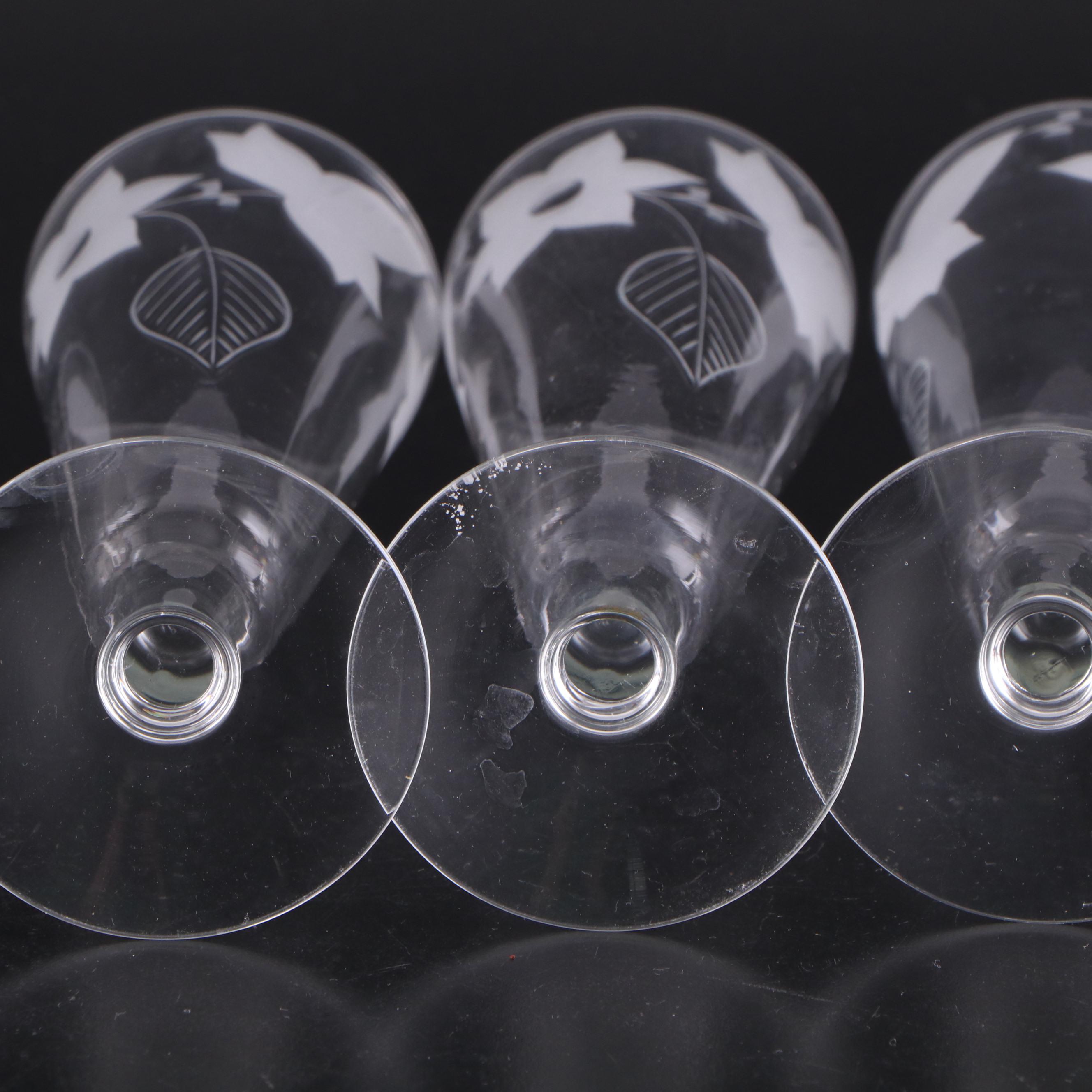 Duncan & Miller "Three Faces" Compote with Other Glass Stemware and Compotes