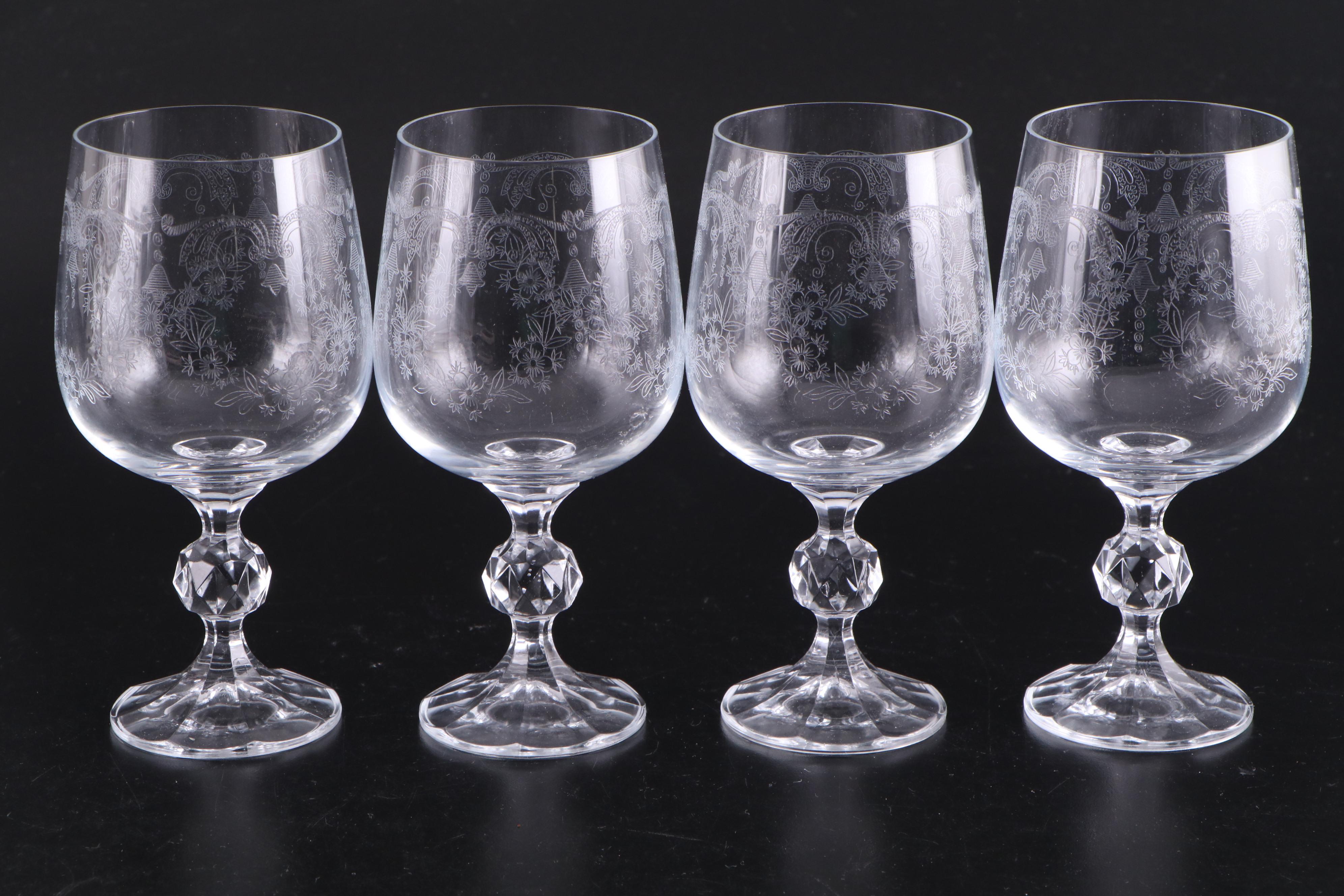 Duncan & Miller "Three Faces" Compote with Other Glass Stemware and Compotes