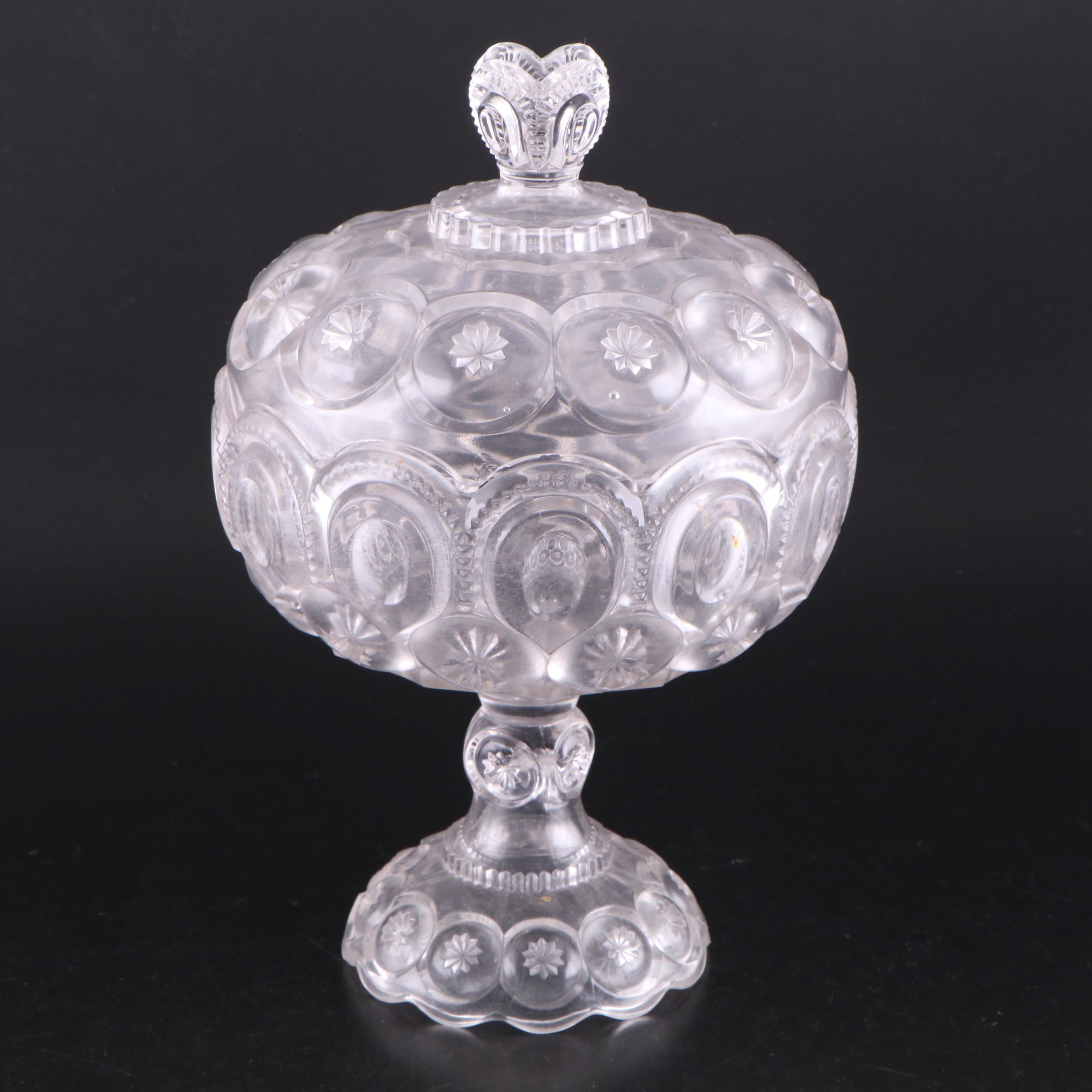 Duncan & Miller "Three Faces" Compote with Other Glass Stemware and Compotes