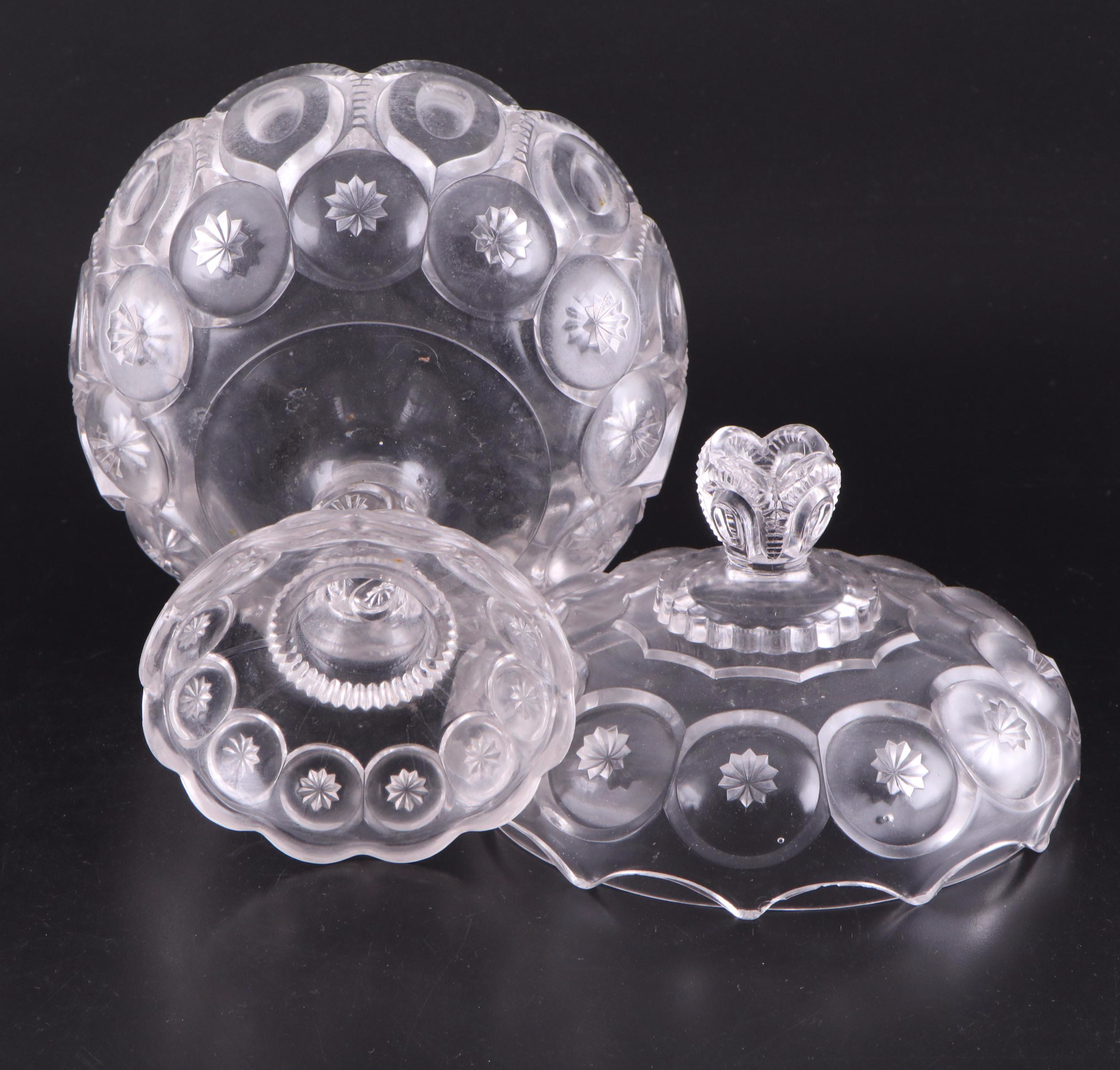 Duncan & Miller "Three Faces" Compote with Other Glass Stemware and Compotes