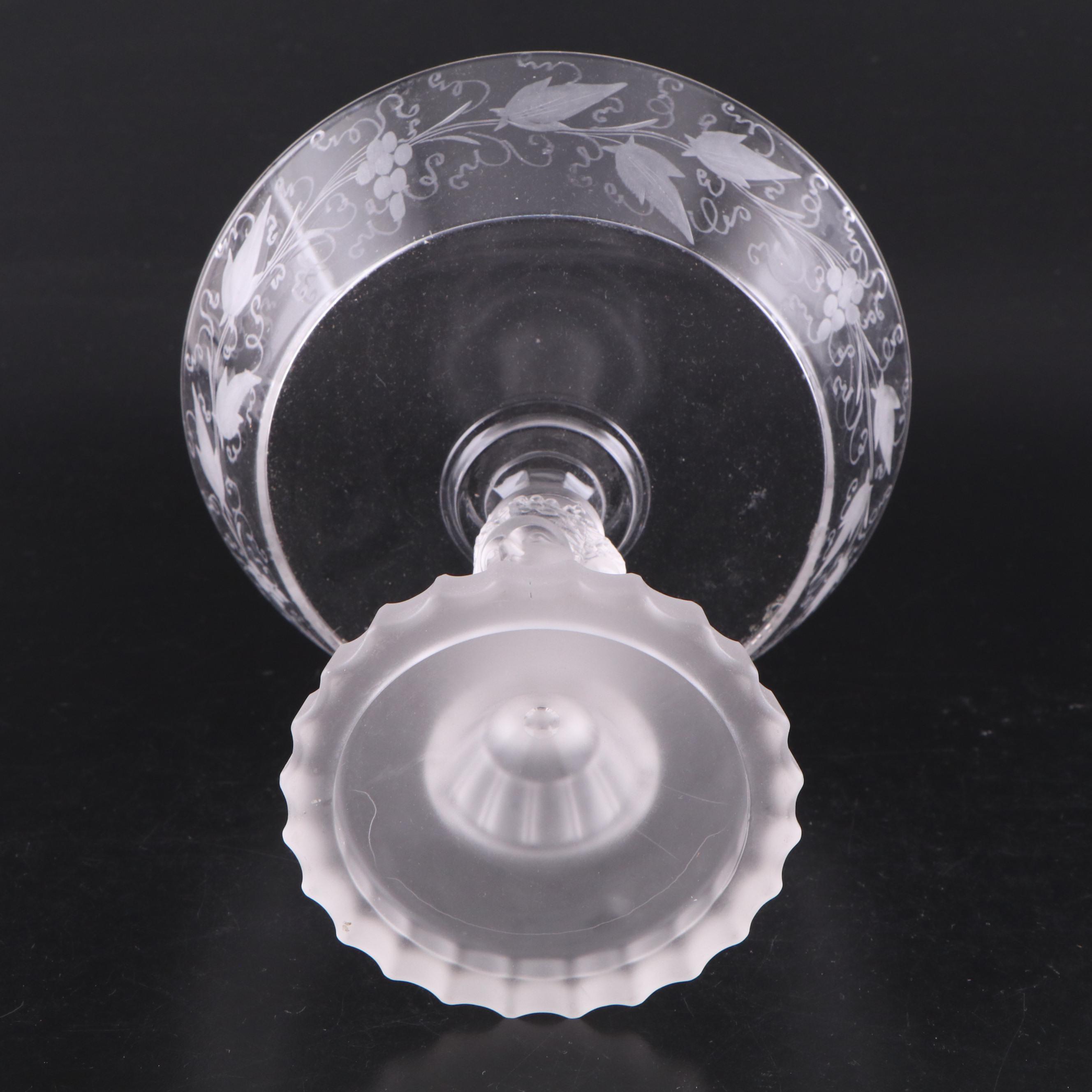 Duncan & Miller "Three Faces" Compote with Other Glass Stemware and Compotes