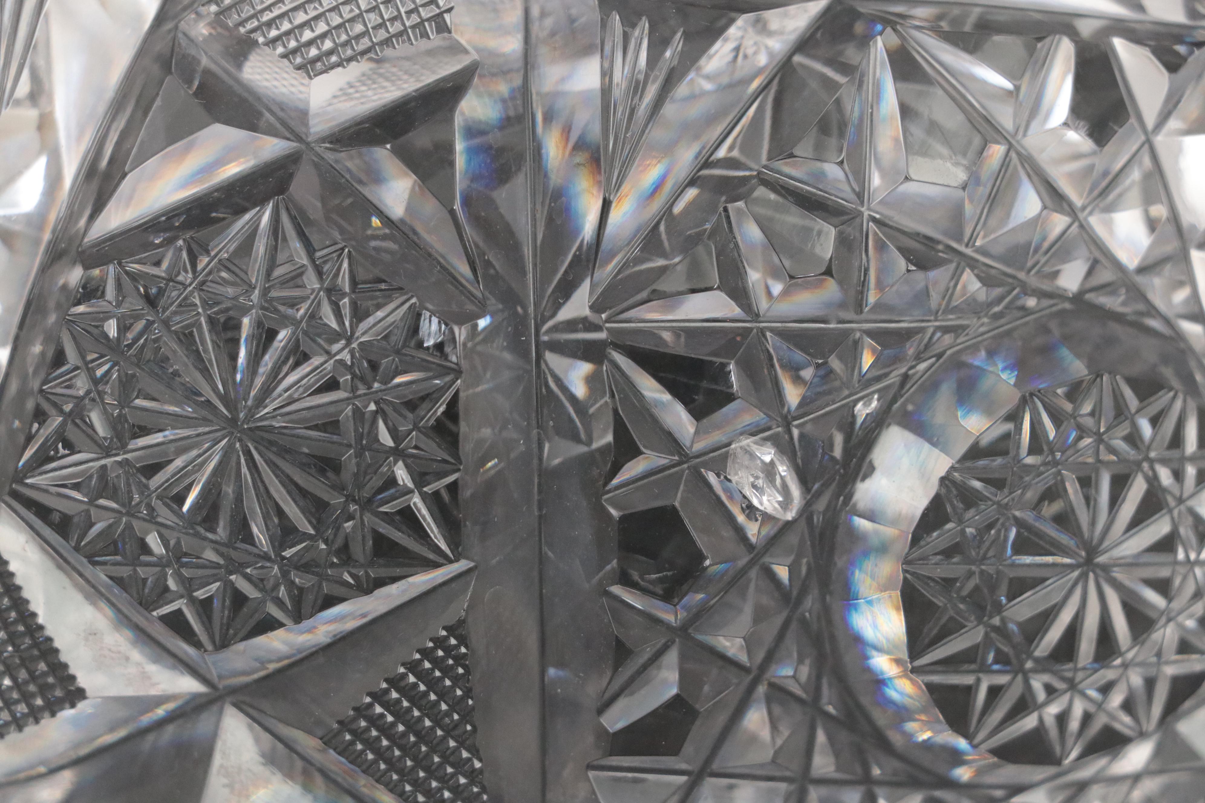 Scalloped Cut Crystal Bowls with Wheel and Star Motifs