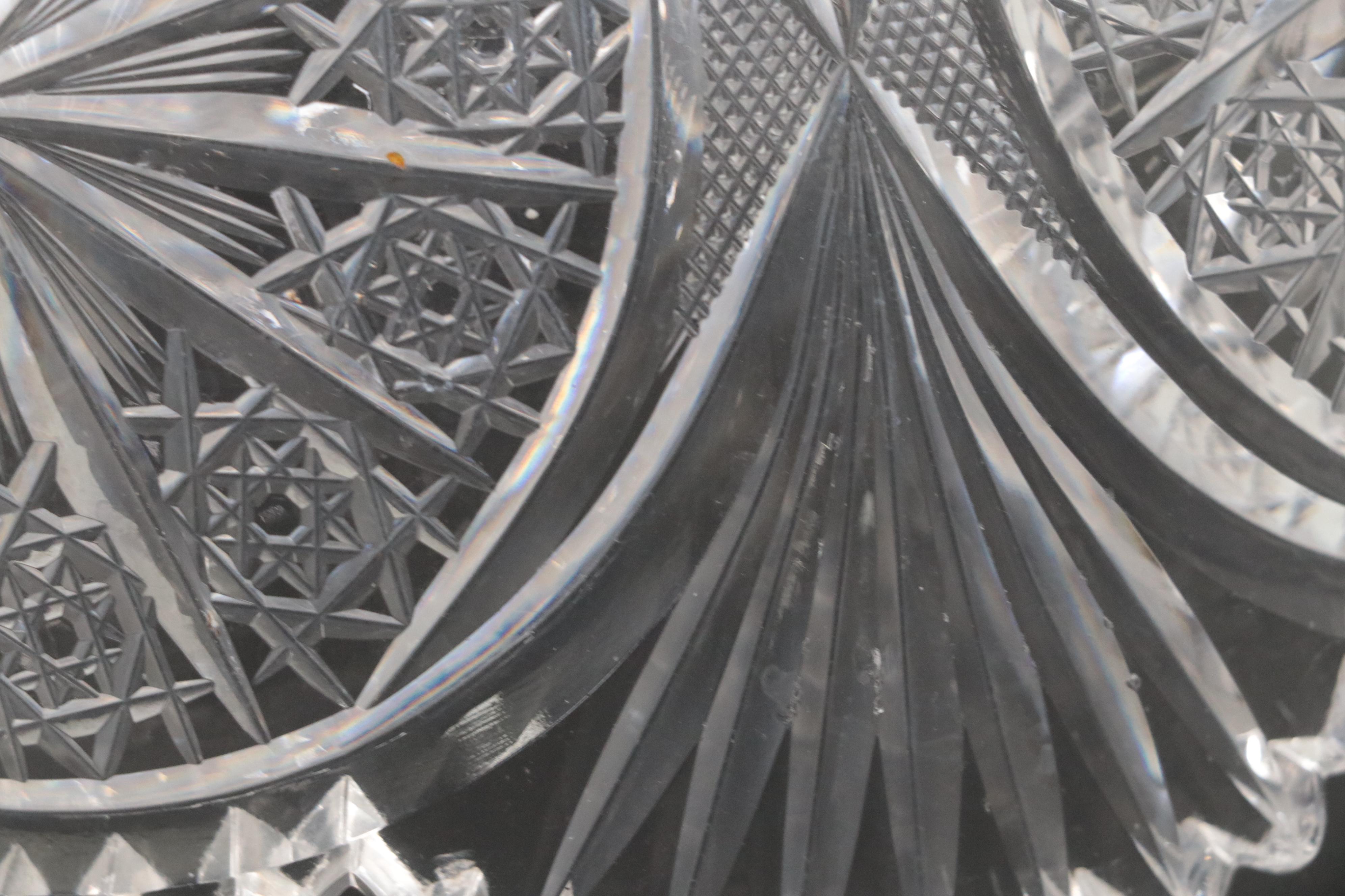Scalloped Cut Crystal Bowls with Wheel and Star Motifs