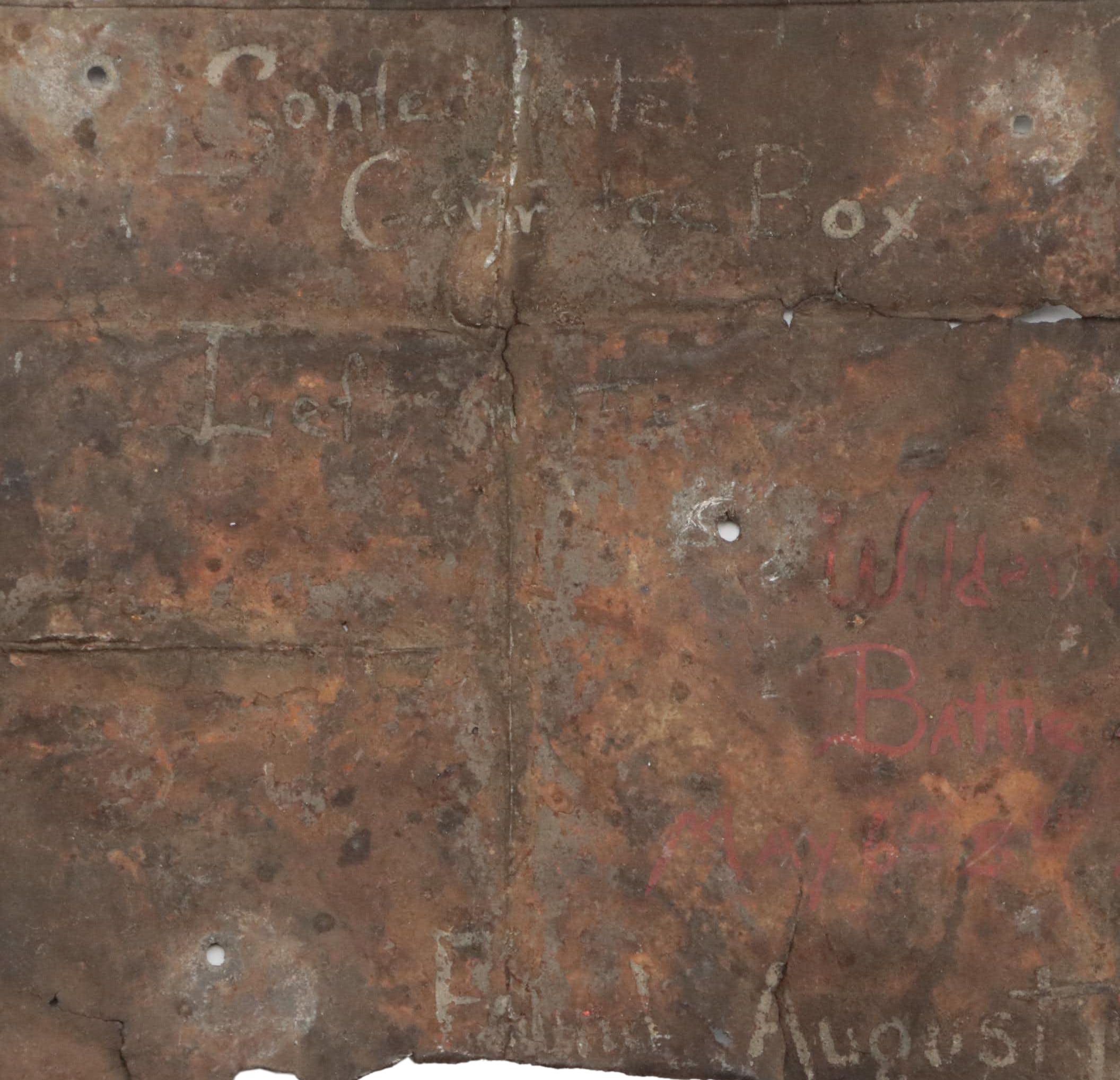 Civil War Era Cartridge Box Bin Fragment Inscribed "Confederate Cartridge Box"