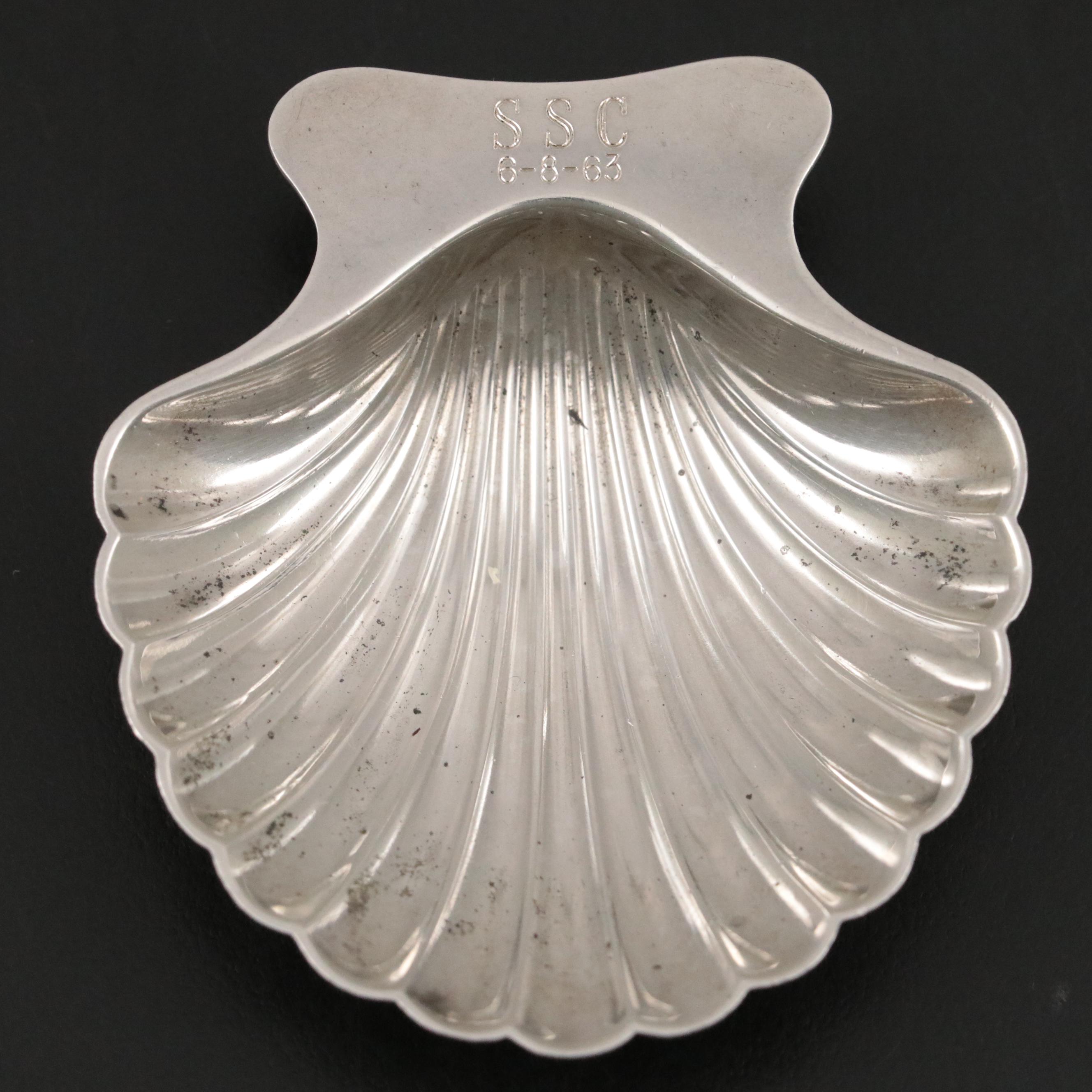 Tiffany & Co. Sterling Shell Nut Bowl with Matchbox Holder, Mid-20th Century