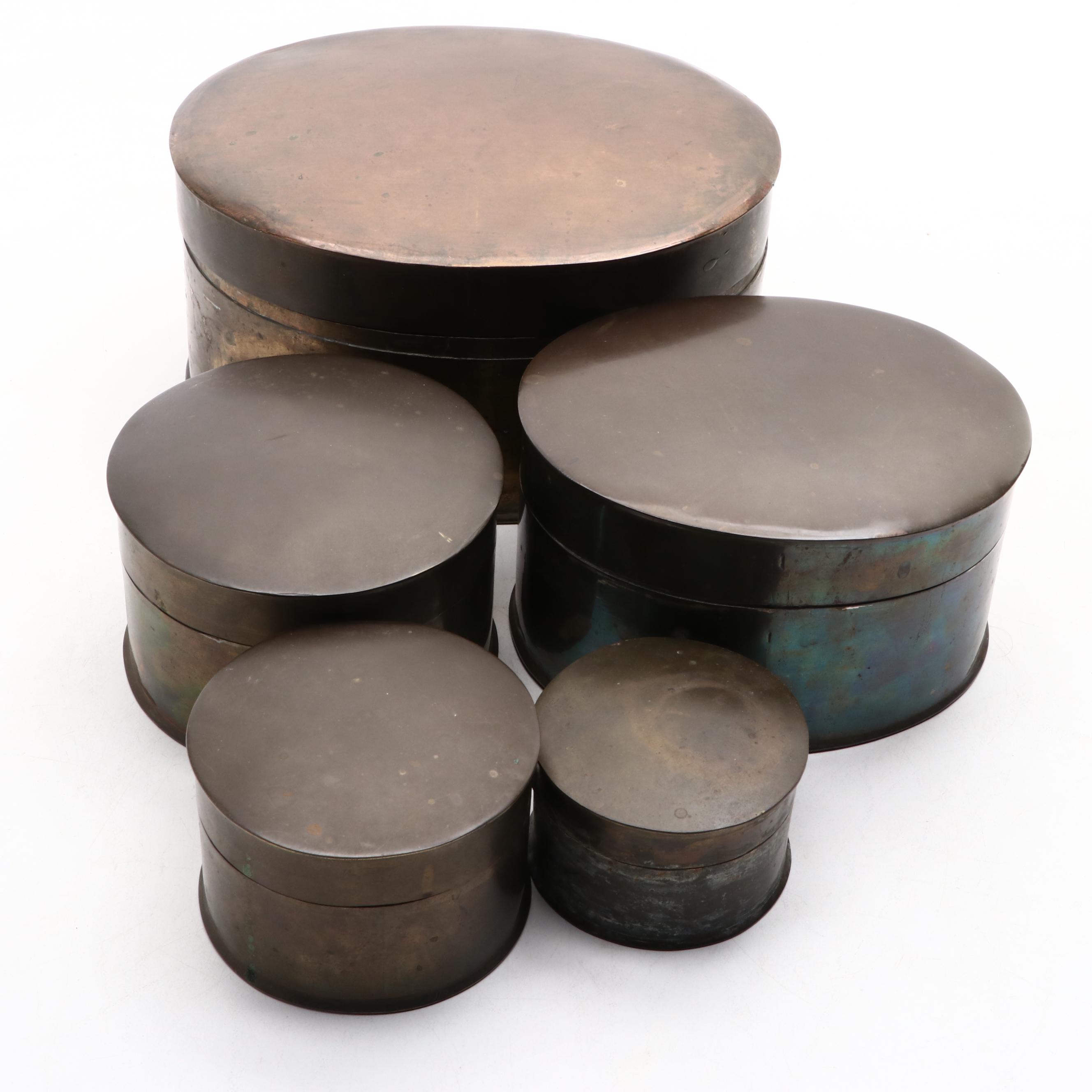 Bronze and Brass Nesting Vanity Boxes, Antique EBTH