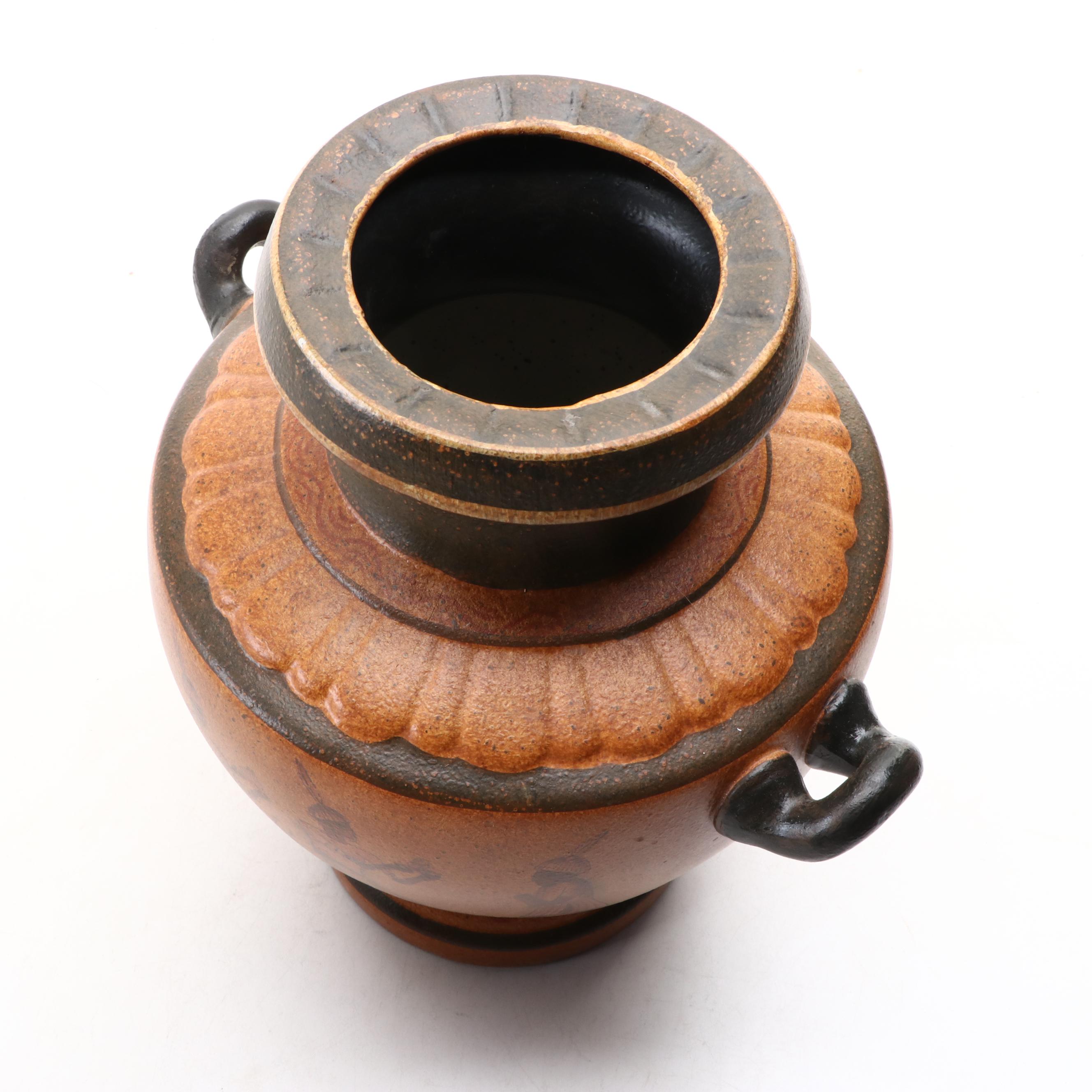 Greco-Roman Style Amphora Vase with Egyptian-Aesthetic Decorations