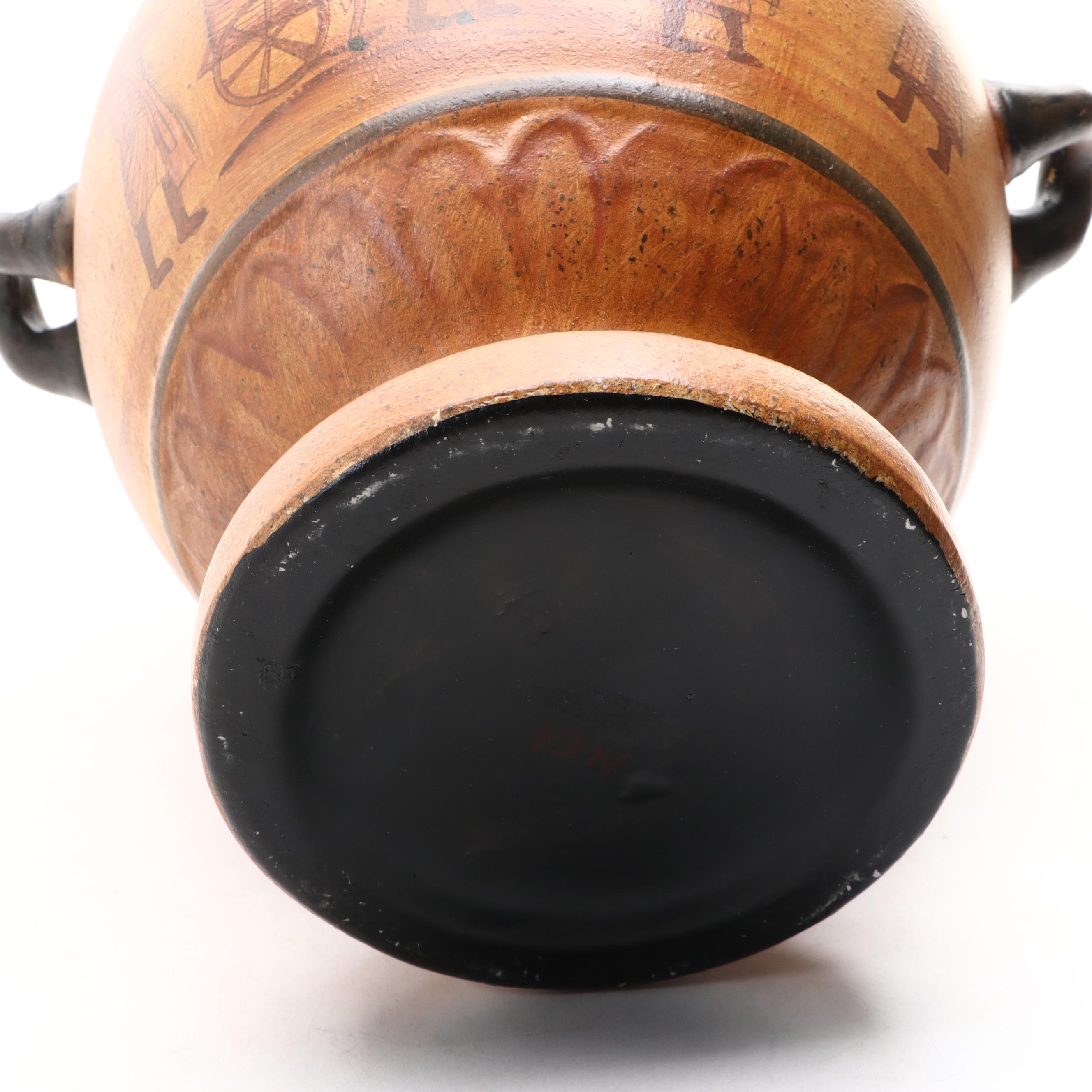 Greco-Roman Style Amphora Vase with Egyptian-Aesthetic Decorations