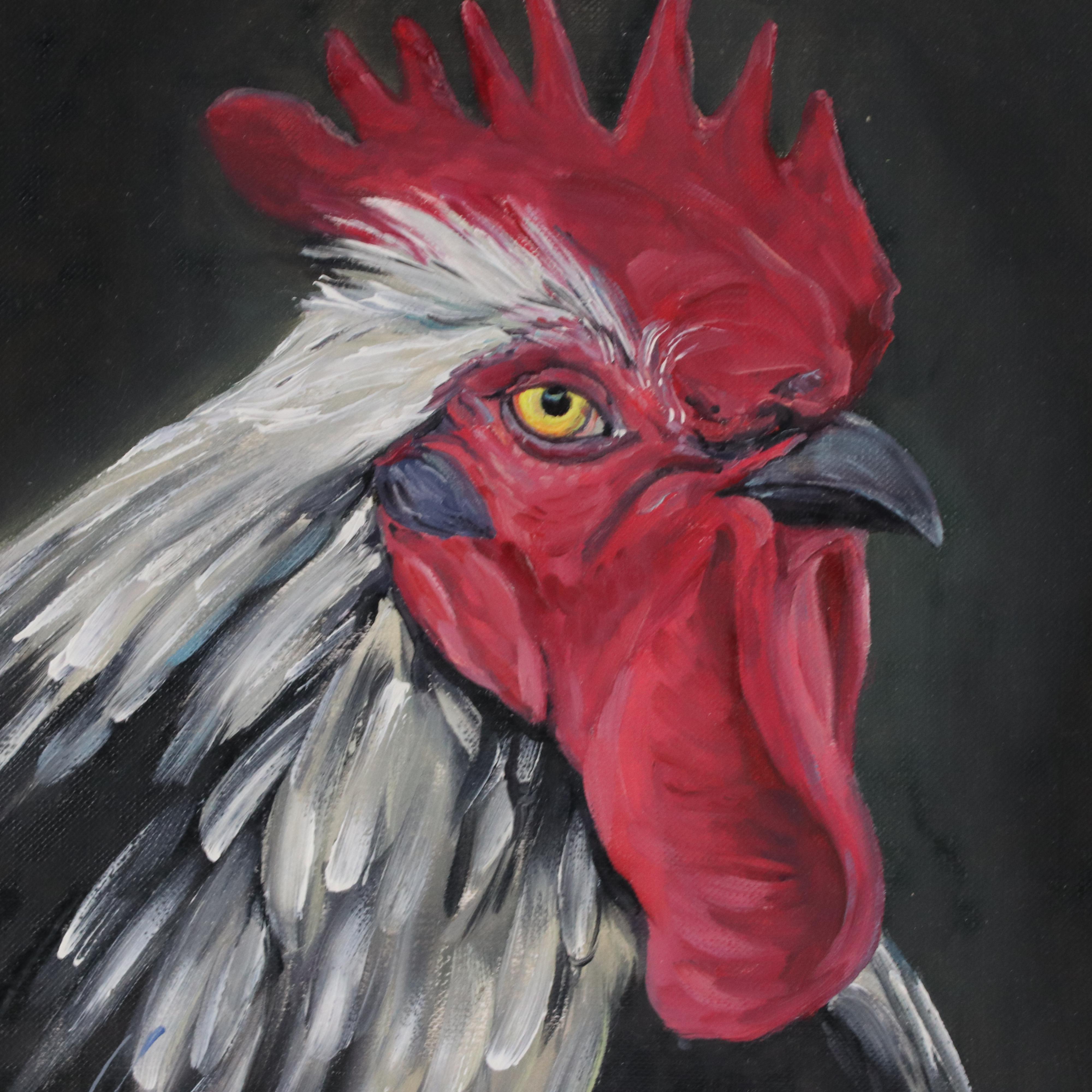 Kravchenko Olga Oil Painting of a Rooster, 2023