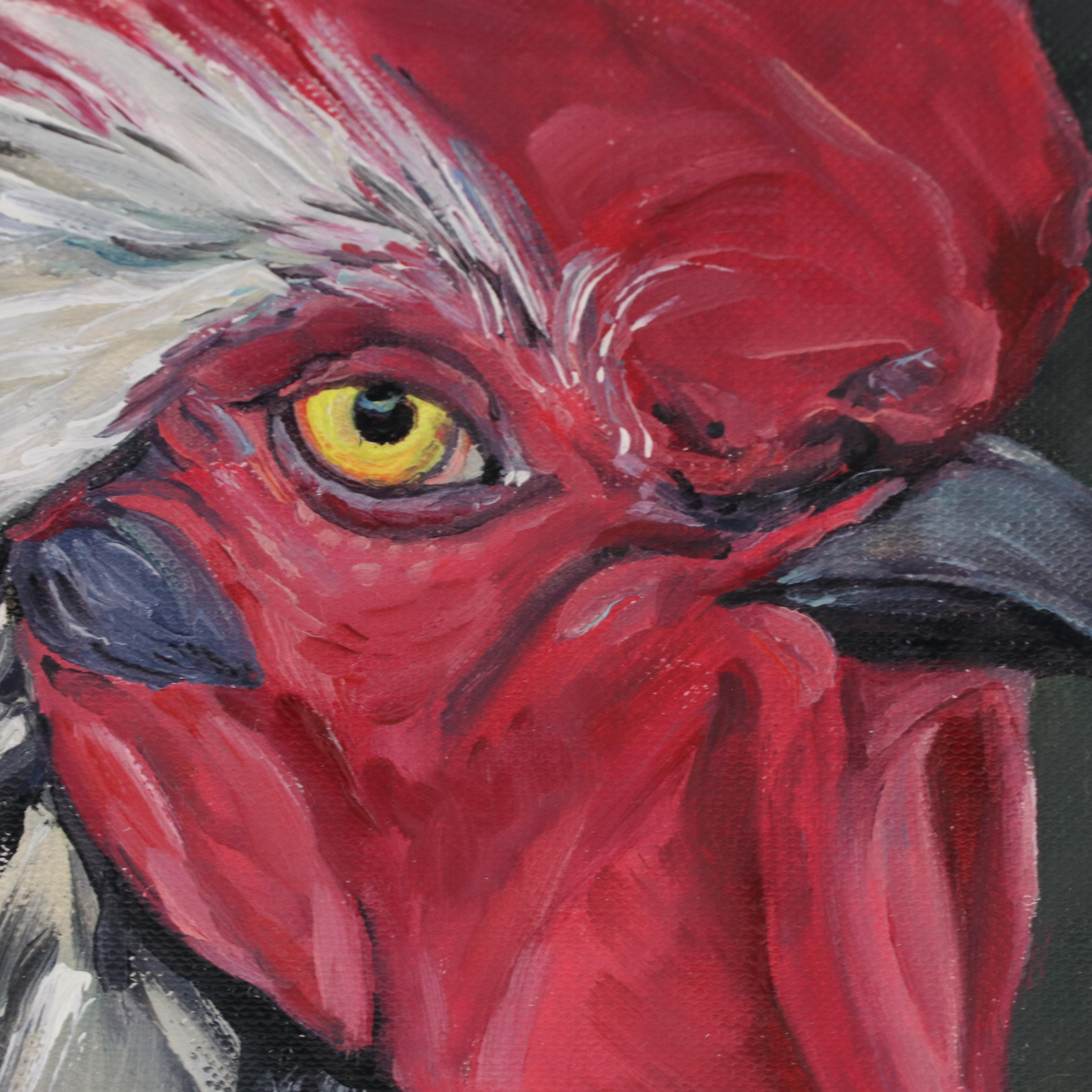 Kravchenko Olga Oil Painting of a Rooster, 2023