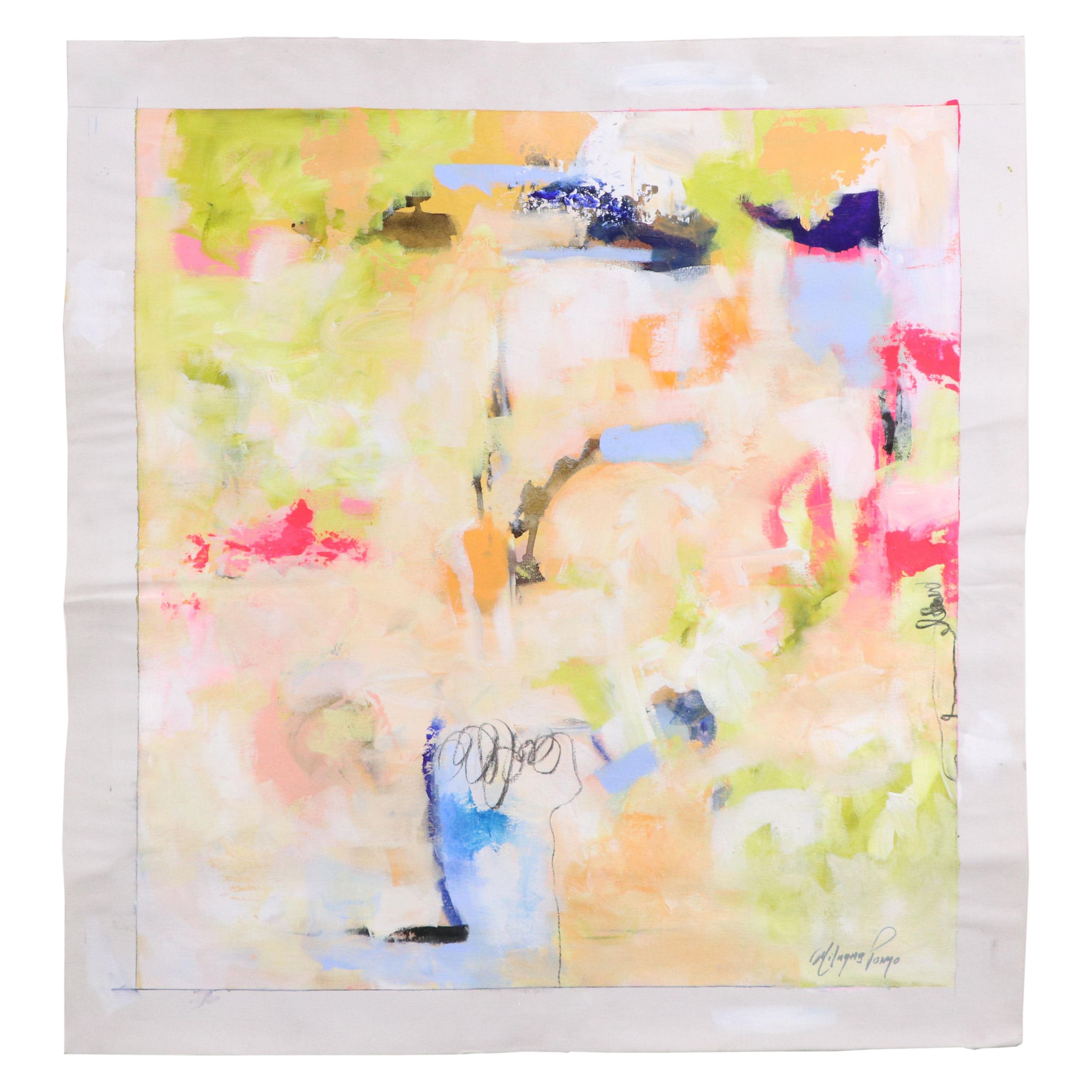 Milagros Pongo Abstract Mixed Media Painting "The Flight of Adeline"