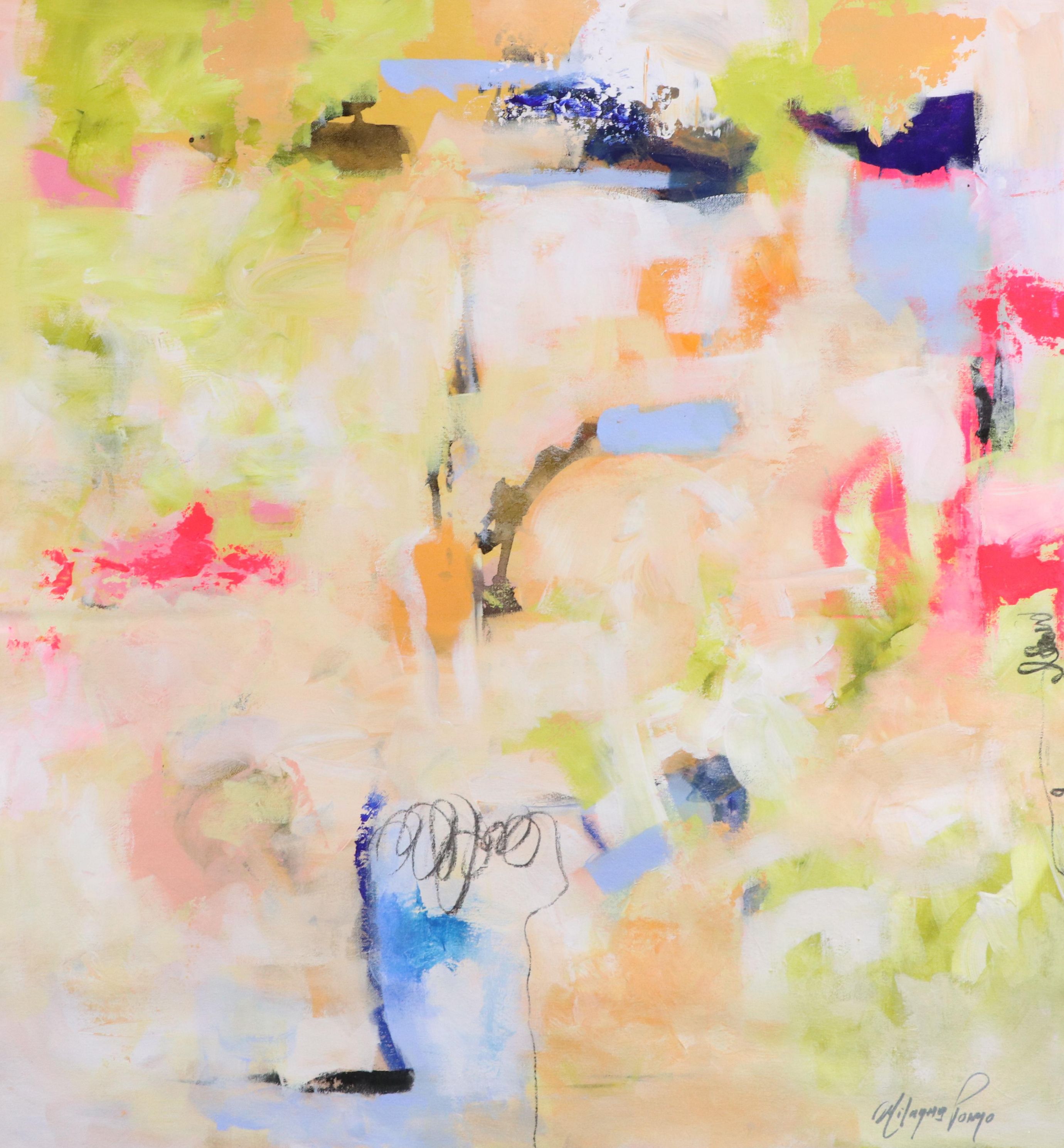 Milagros Pongo Abstract Mixed Media Painting "The Flight of Adeline"