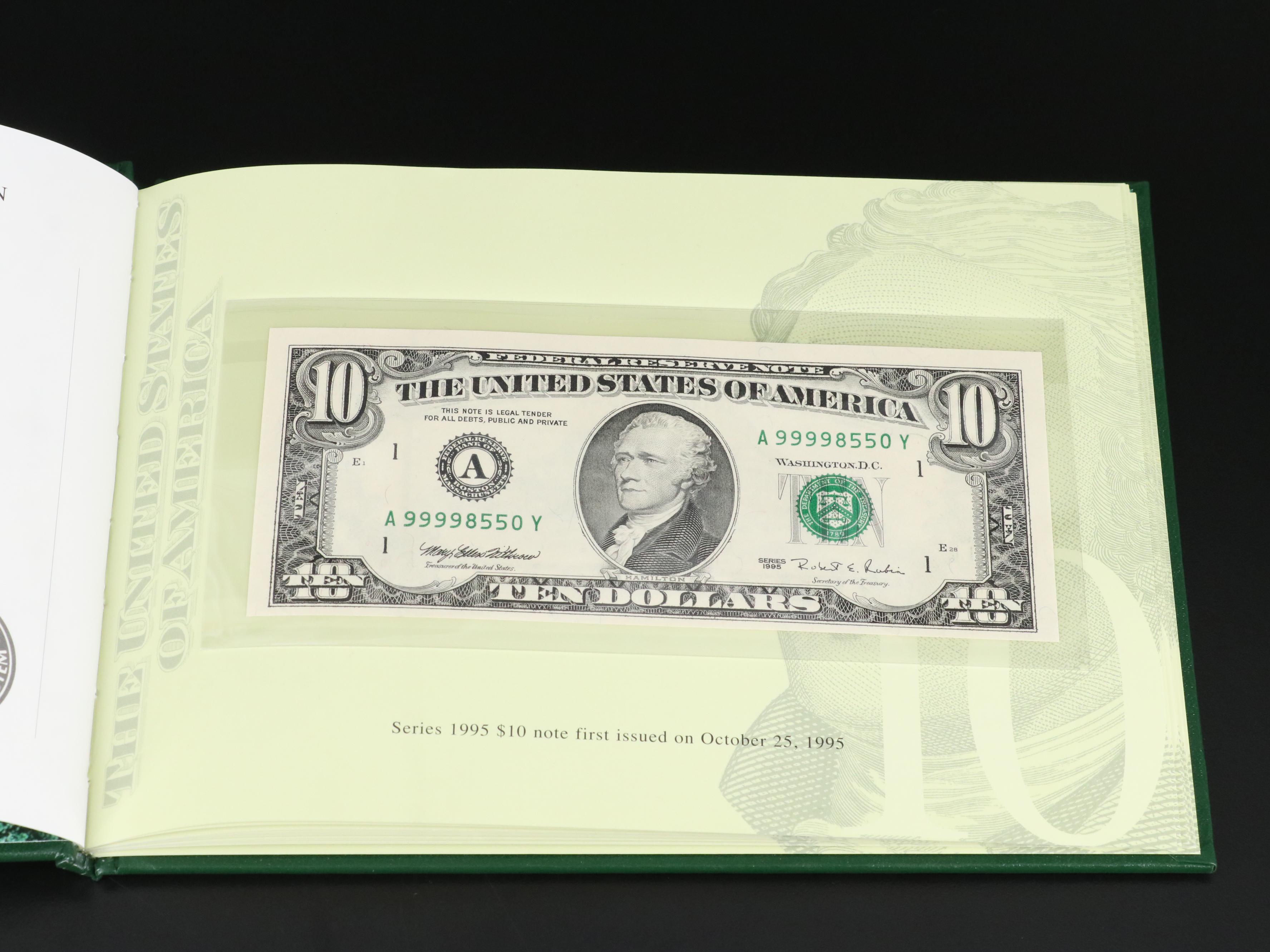 Premium Federal Reserve Set Series 1995 of $10 Federal Reserve Notes