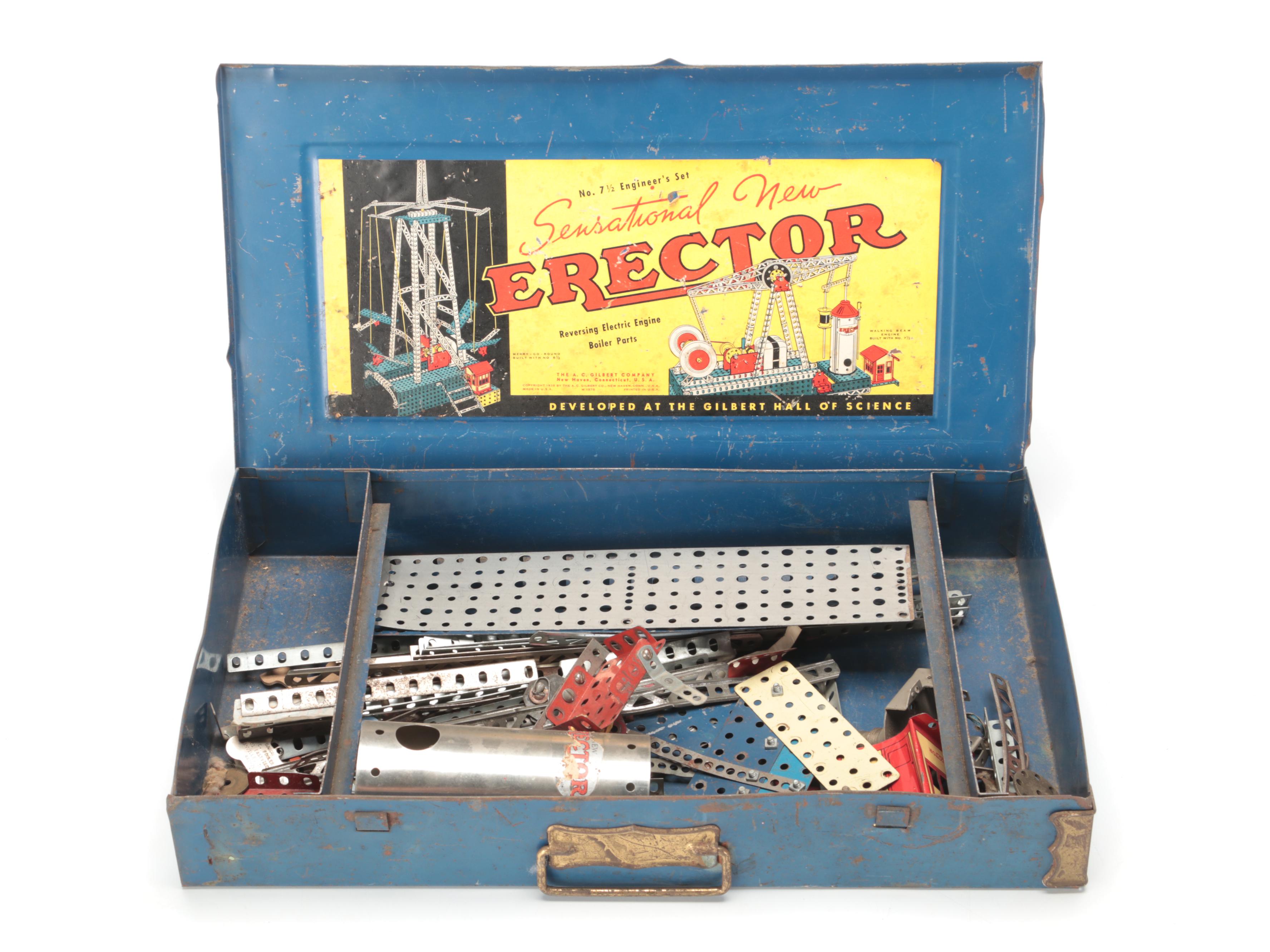 Gilbert Erector Rocket Launcher Set and No. 7 1/2 Engineer's Set