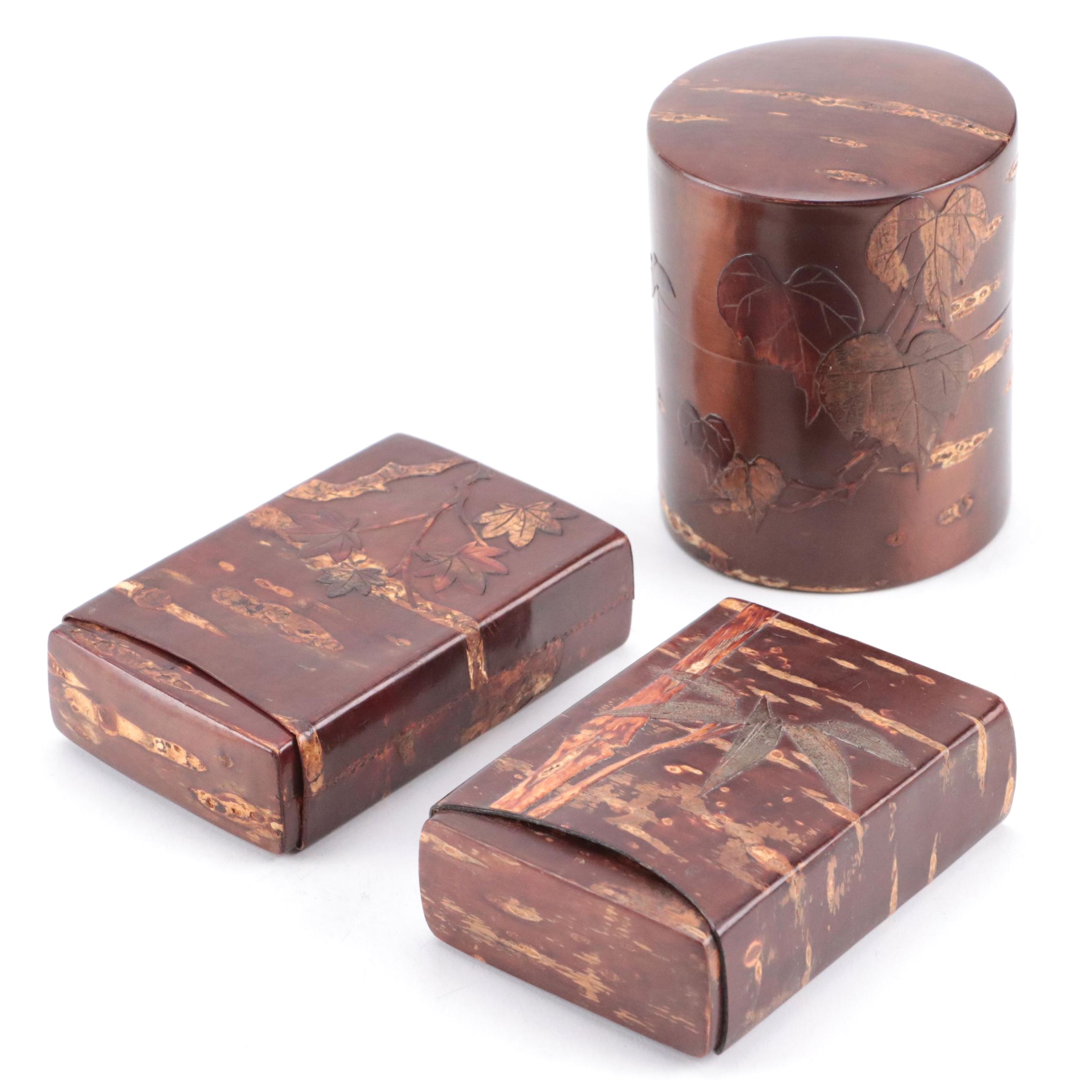 Japanese Kabazaiku Cherry Tree Bark Boxes