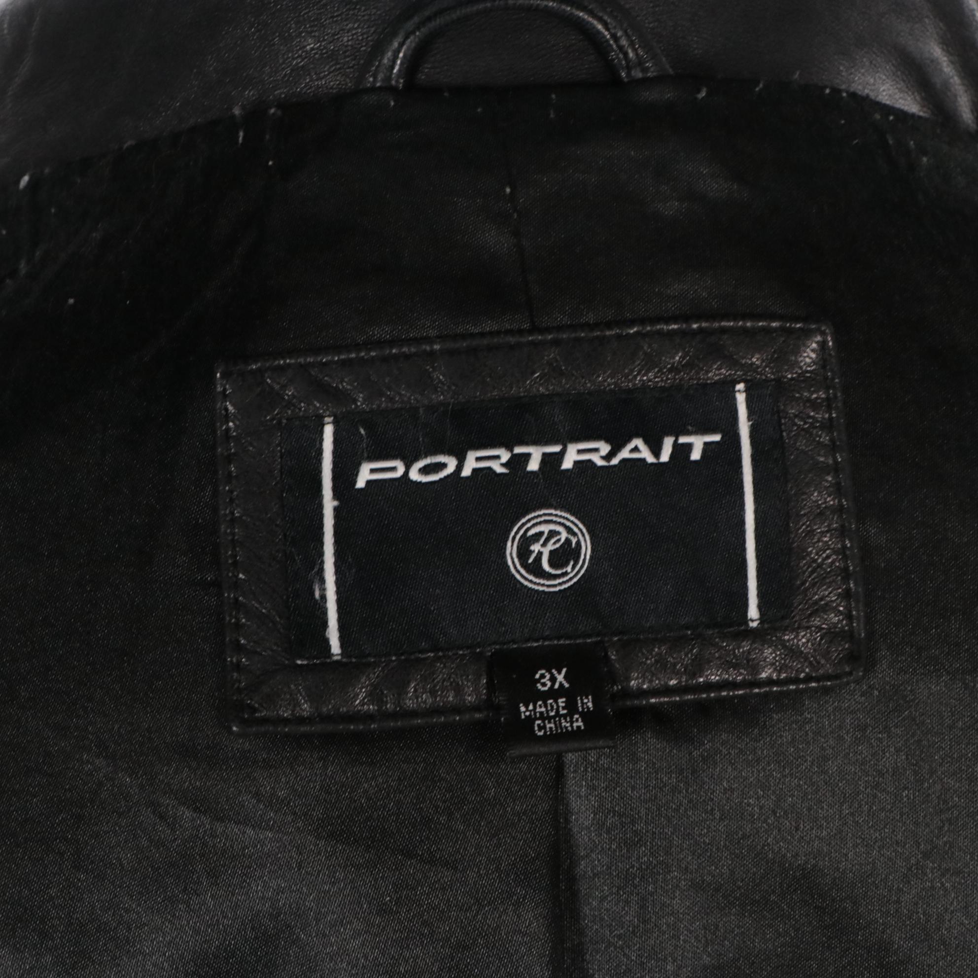 Men's Portrait Black Leather Jacket